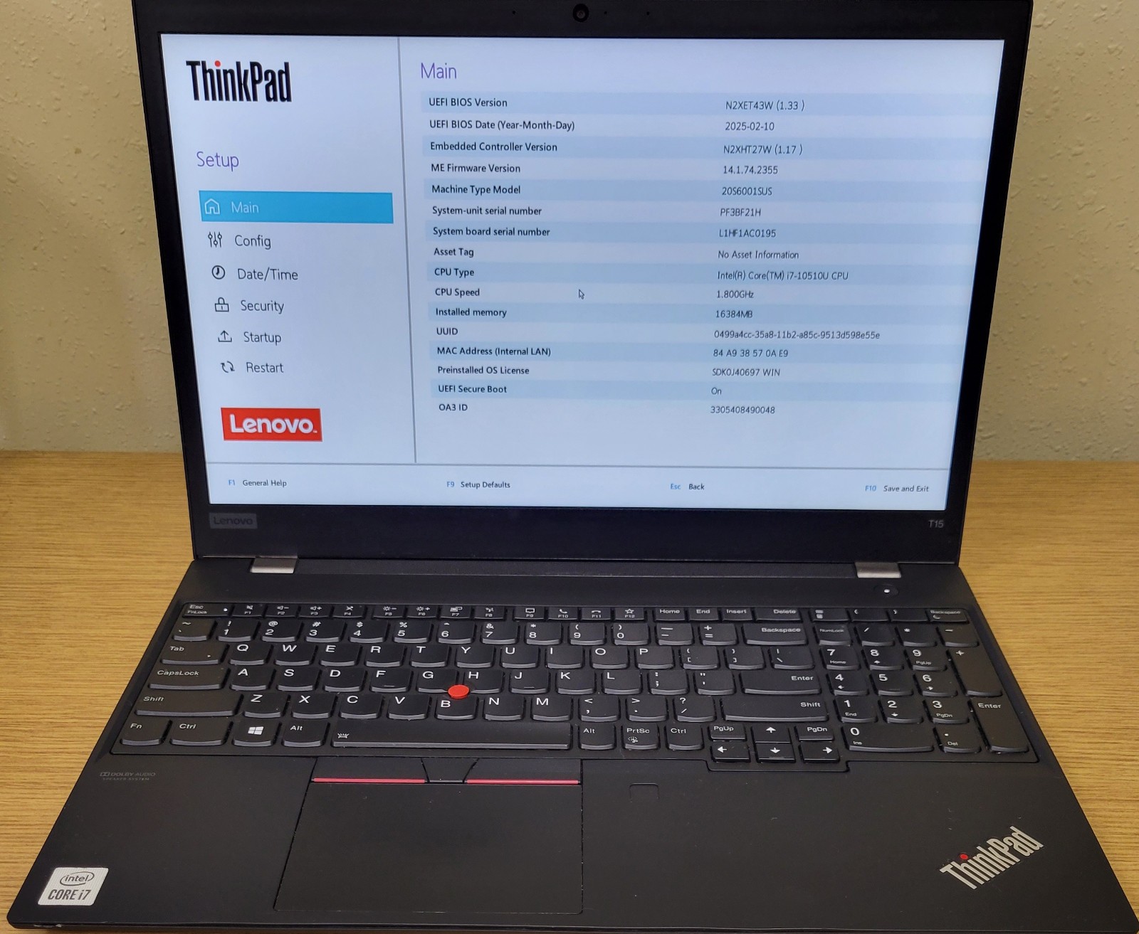 Lenovo ThinkPad T15 Gen1 i5-10210U 1.60GHz 16GB 256GB NVMe No OS “B” Grade