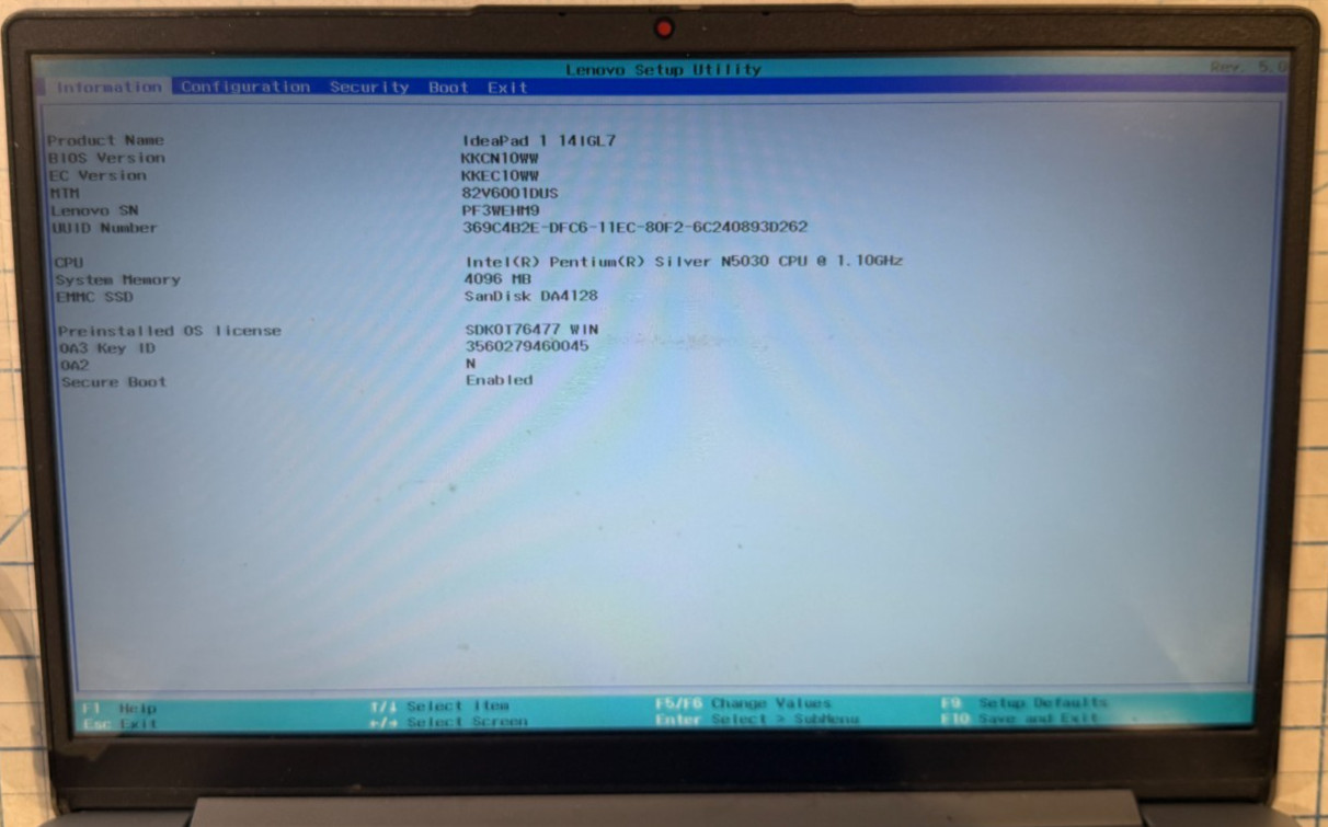 LENOVO IdeaPad 1 14IGL7 14″ HD CELERON N4020 128GB SSD 4GB W11 Webcam