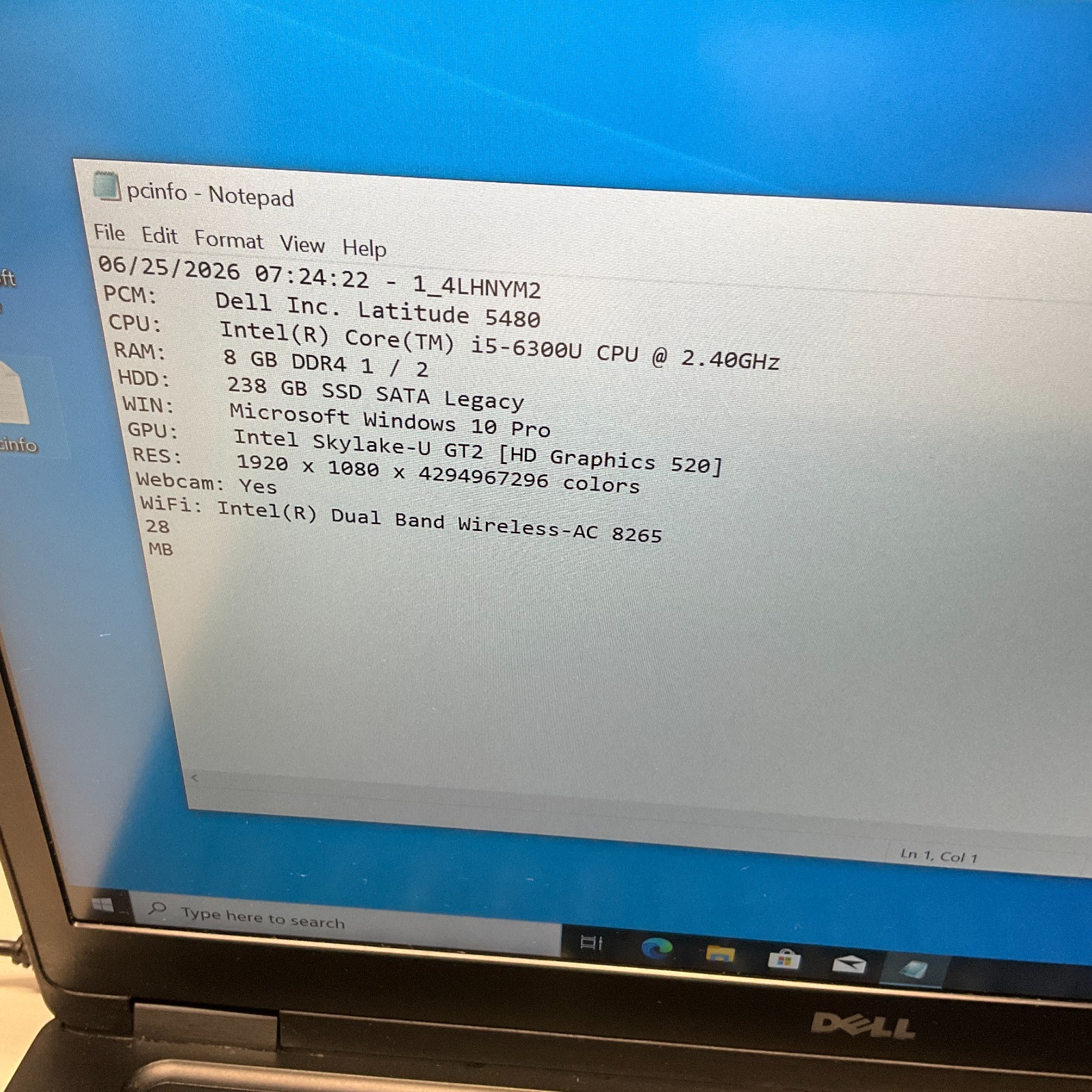Dell Latitude 5480 14″ Intel Core i5-6300U 2.40GHz 8GB 256GB SSD Windows 10 READ