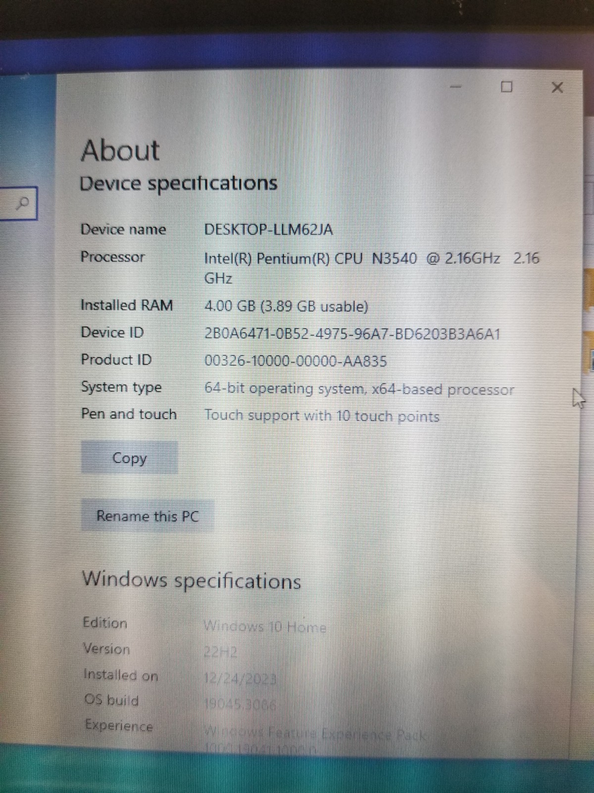 HP Pavilion 11-n010dx X360 2in1 Laptop 14” Intel Pentium Windows 10 4GB 64Bit