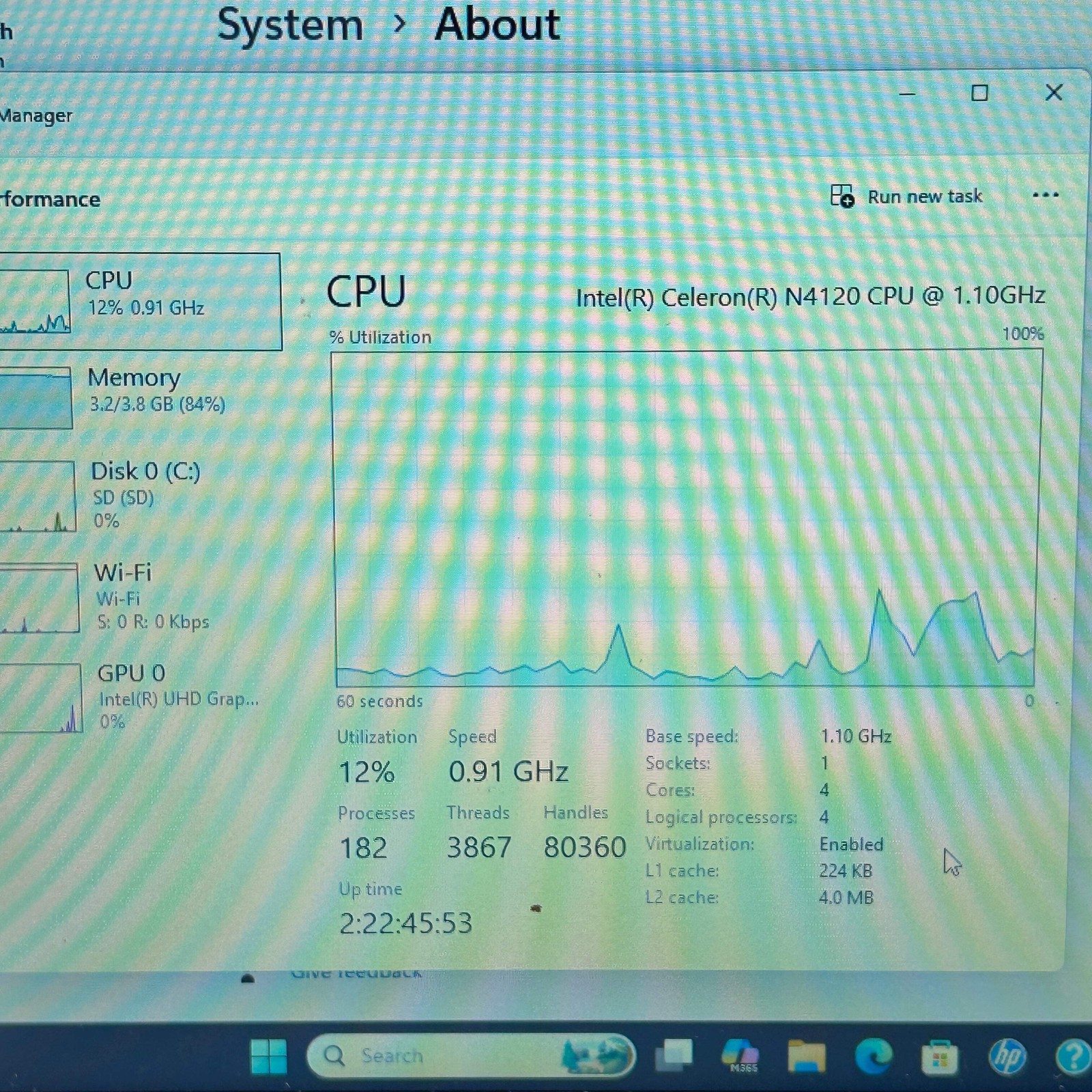 HP Laptop 14-CF2111WM Celeron N4120 1.10Ghz 8GB RAM 64GB SD(SD)
