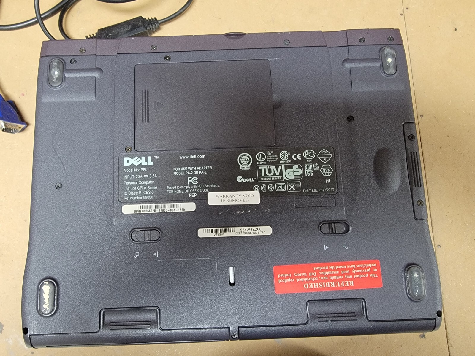 DELL LATITUDE CPi A-SERIES PPL LAPTOP – FOR PARTS OR REPAIR