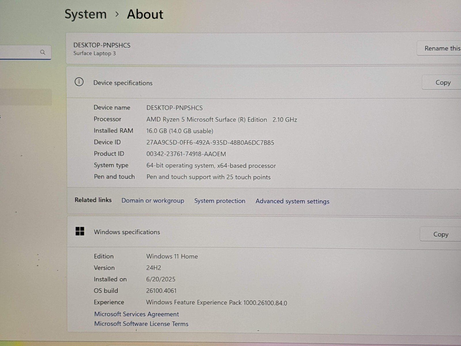 MS Surface Laptop 3 1873 15″ 2496×1664 TOUCH Ryzen 5 3850U 2.1GHz 16GB 256GB +PA