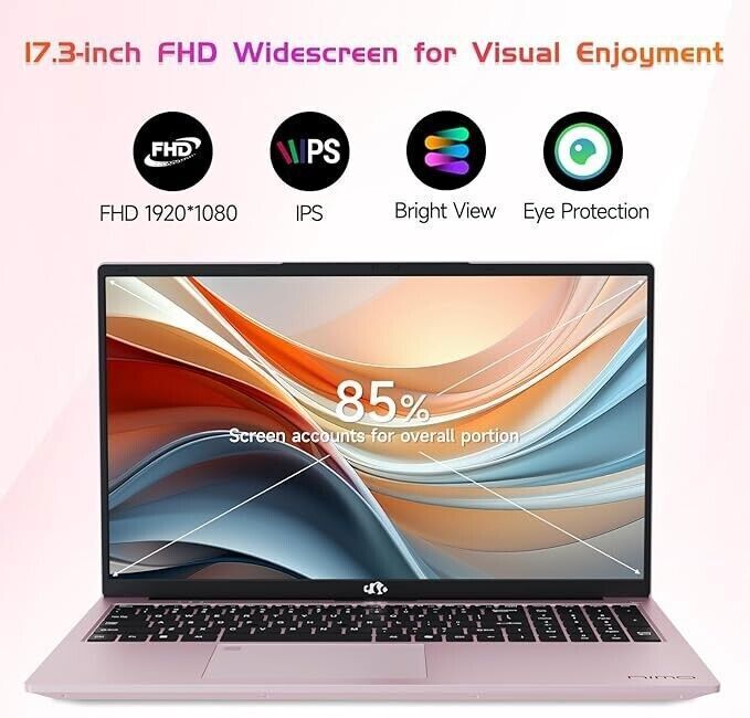NIMO 17.3 Business-Laptop 4.4GHz Intel 6 Core i3-1215U 32GB RAM 1TB SSD Win 11