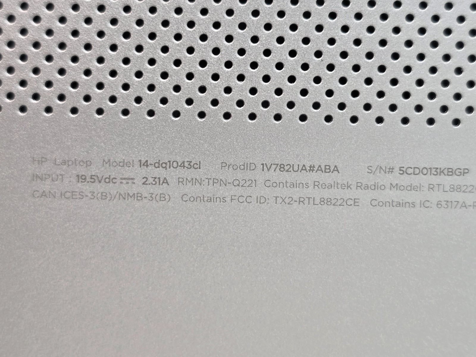 HP LAPTOP 14-DQ1043CL CORE i3-1005G1 @ 1.2GHz, 8GB, 256GB SSD, SILVER, FHD