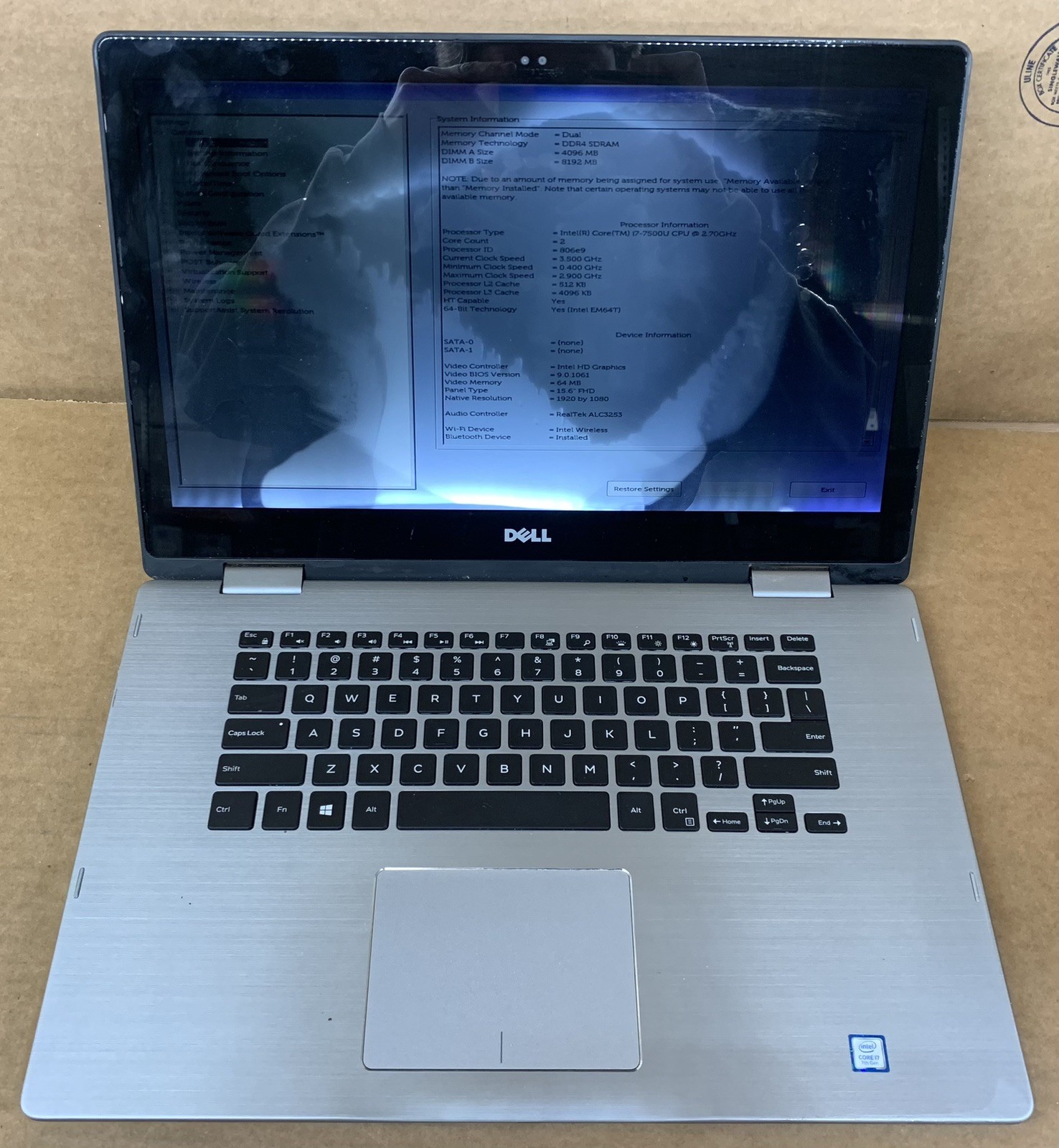 Inspiron 15-7579 TOUCH 2-IN-1 Intel Core i7-7500U@2.70GHz 12GB DDR4 RAM NO SSD