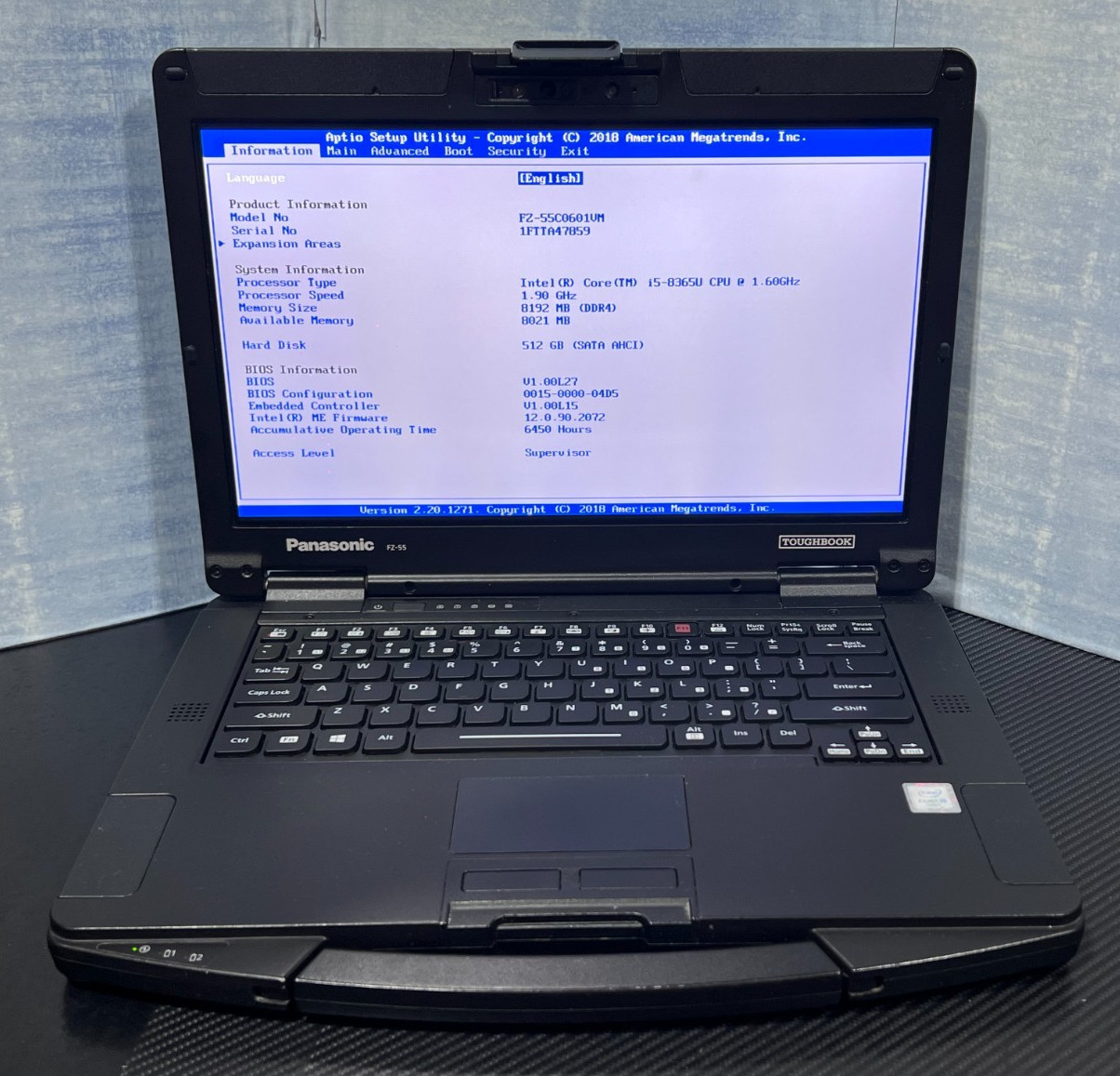 FZ-55C0601VM i5-8365U, 16GB Mem, 512GB SSD OPAL,HDMI, GPS,Touch, Win11 Pro 25H2