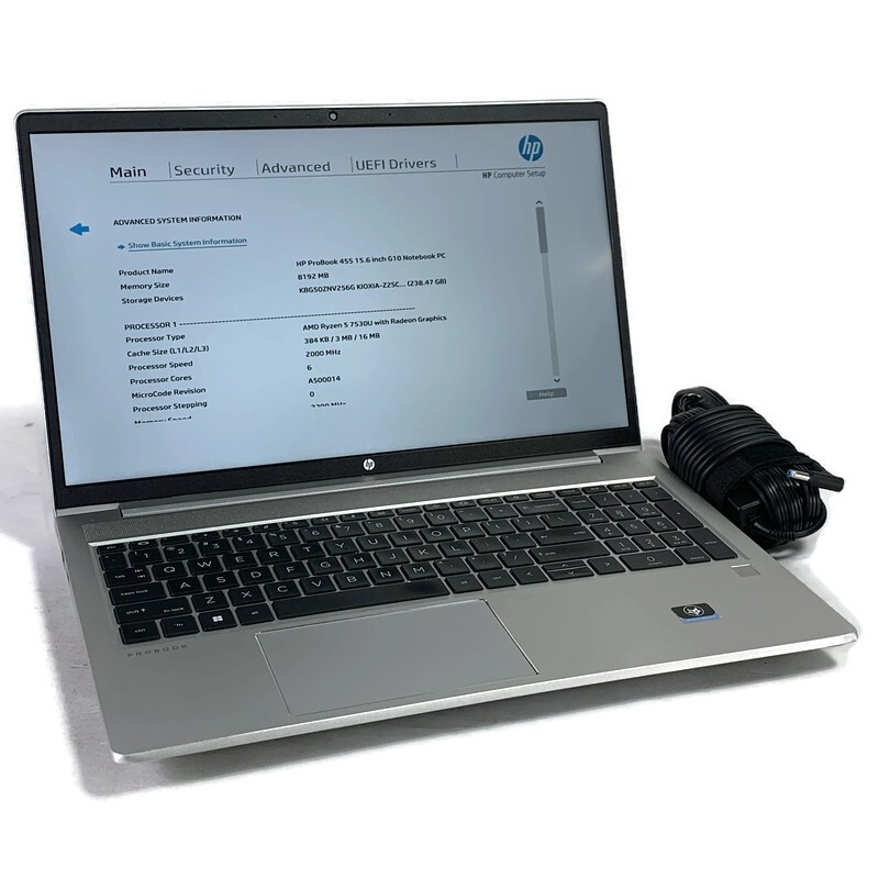 HP Probook 455 G10 15″ Laptop Ryzen 5 7530U 2.0GHz 8GB 256GB NVMe SSD – Win11