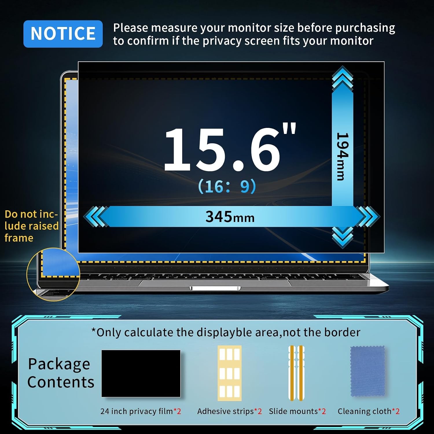 Screen Protector for 15.6 Inch Laptop, Anti Glare Blue Light Blocking Privacy Sh