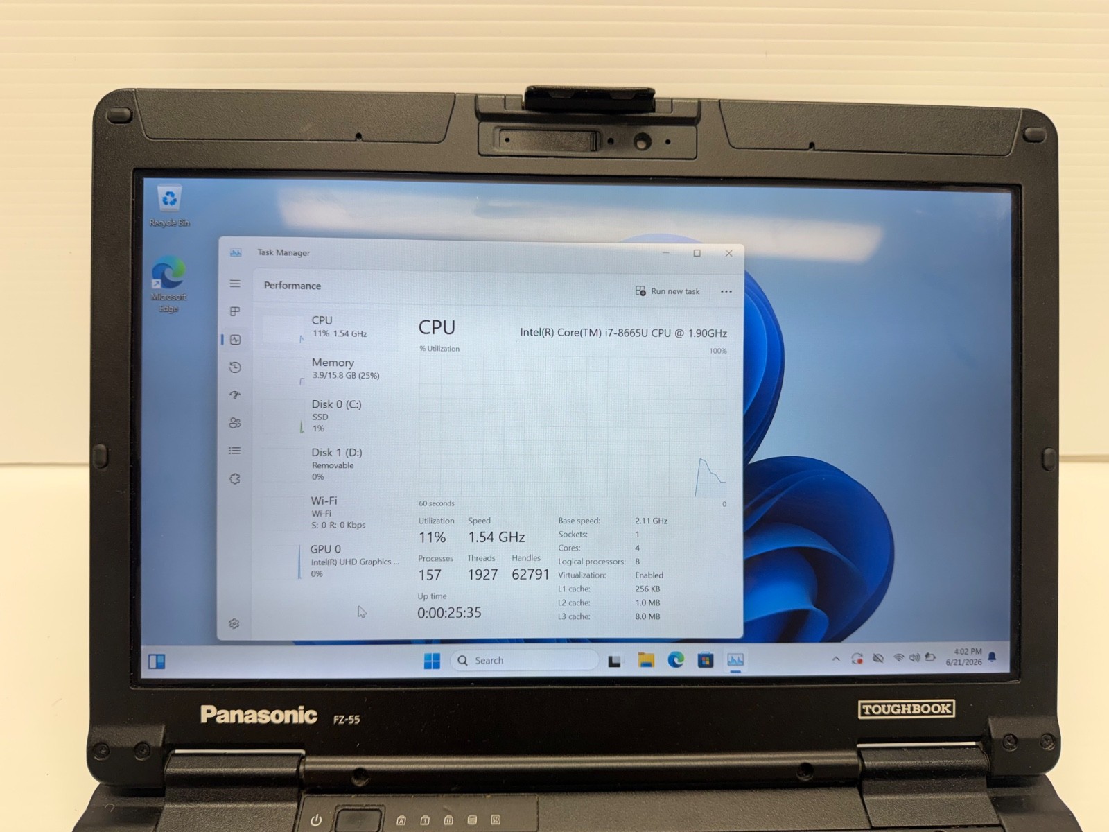 READ*Panasonic Toughbook FZ-55 FHD 14″ i7-8665U Touch 16GB 512GB LTE GPS Win 11P