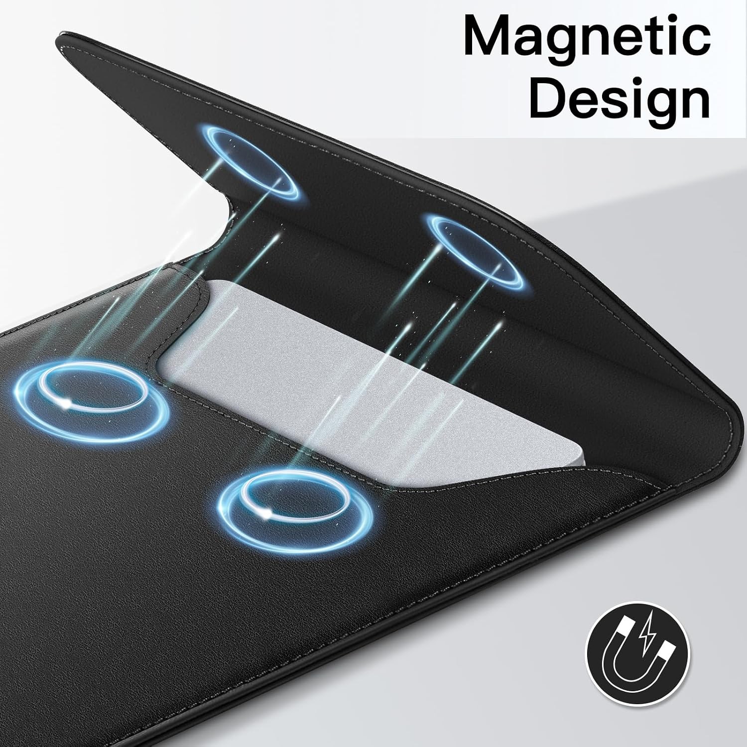 Black PU Leather Laptop Sleeve for MacBook Air 13-Inch & MacBook Pro 13-Inch