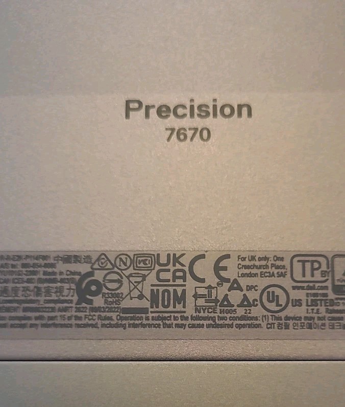 Dell Precision 7670 16” i7-12850HX 2.1GHz 32GB RAM 715GB RTX A3000 12GB GPU