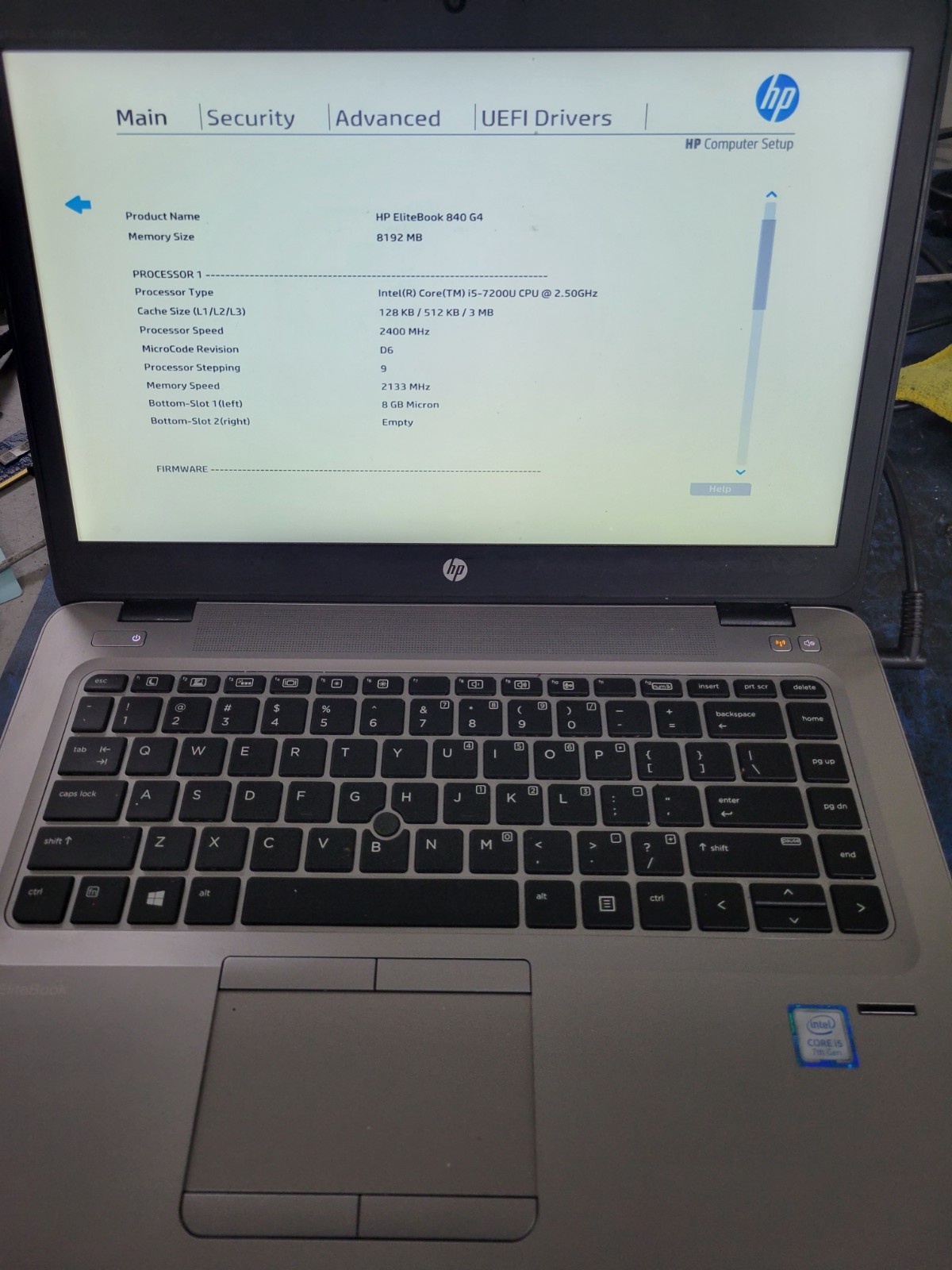 HP EliteBook 840 G4 i5-7200U@2.5GHz 8GB RAM *AS IS/No HDD/No OS/BIOS* | C918