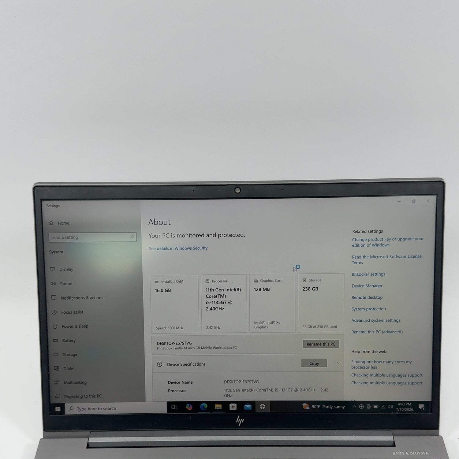 HP ZBook Firefly 14 G8 14″ i5-1135G7 2.4GHz 16GB RAM 256GB SSD