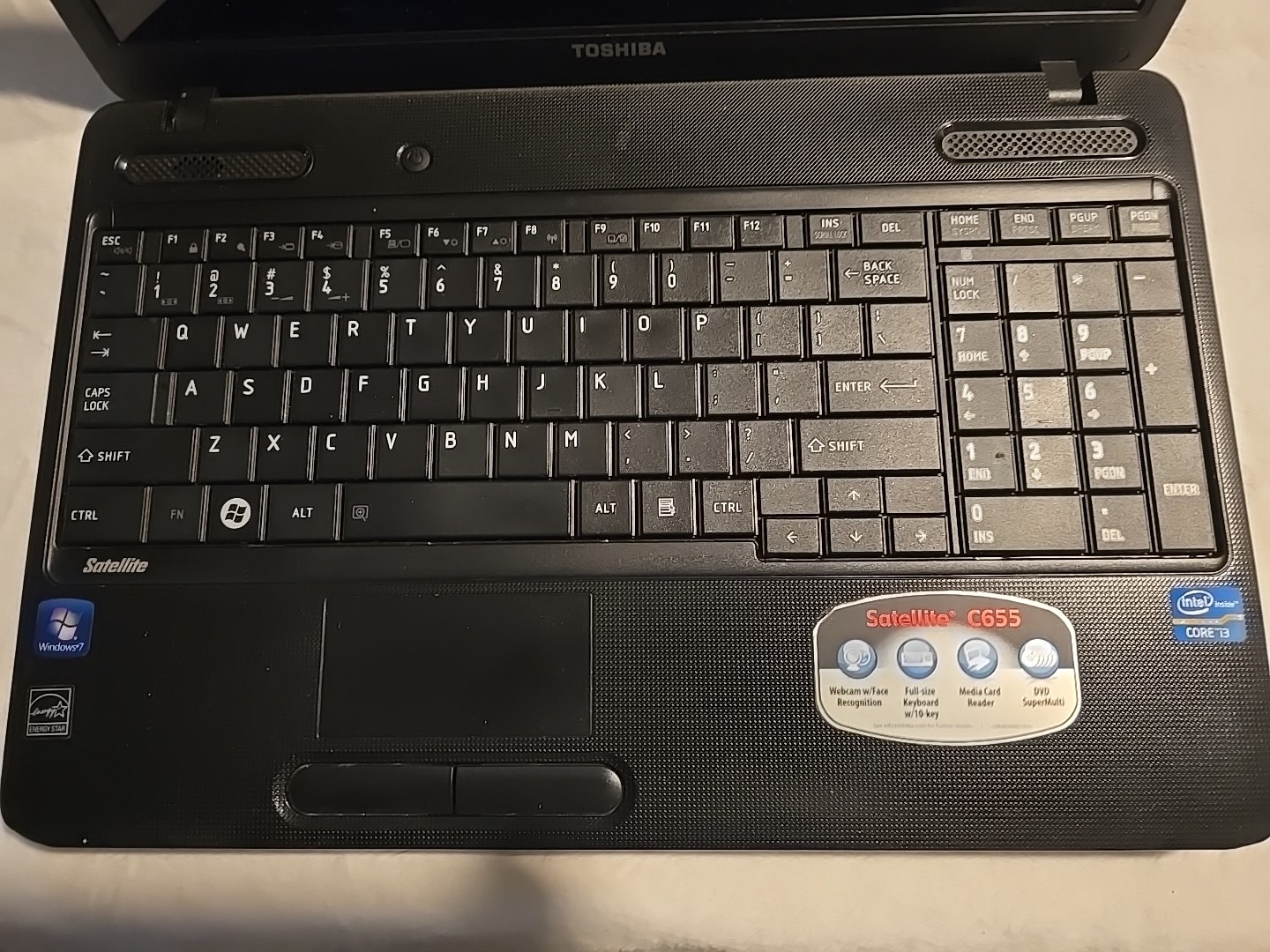 Toshiba Satellite C655 Intel Laptop Black Untested Complete