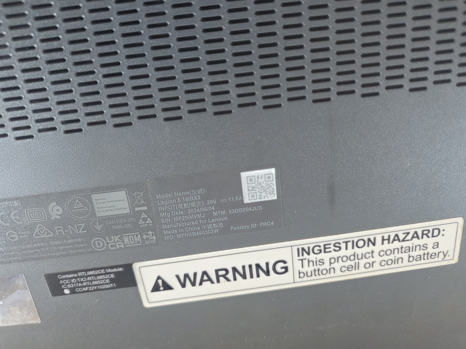 Lenovo LEGION 5 16IRX9 16″ Laptop Intel Core i9-14900HX Rtx4060 Power