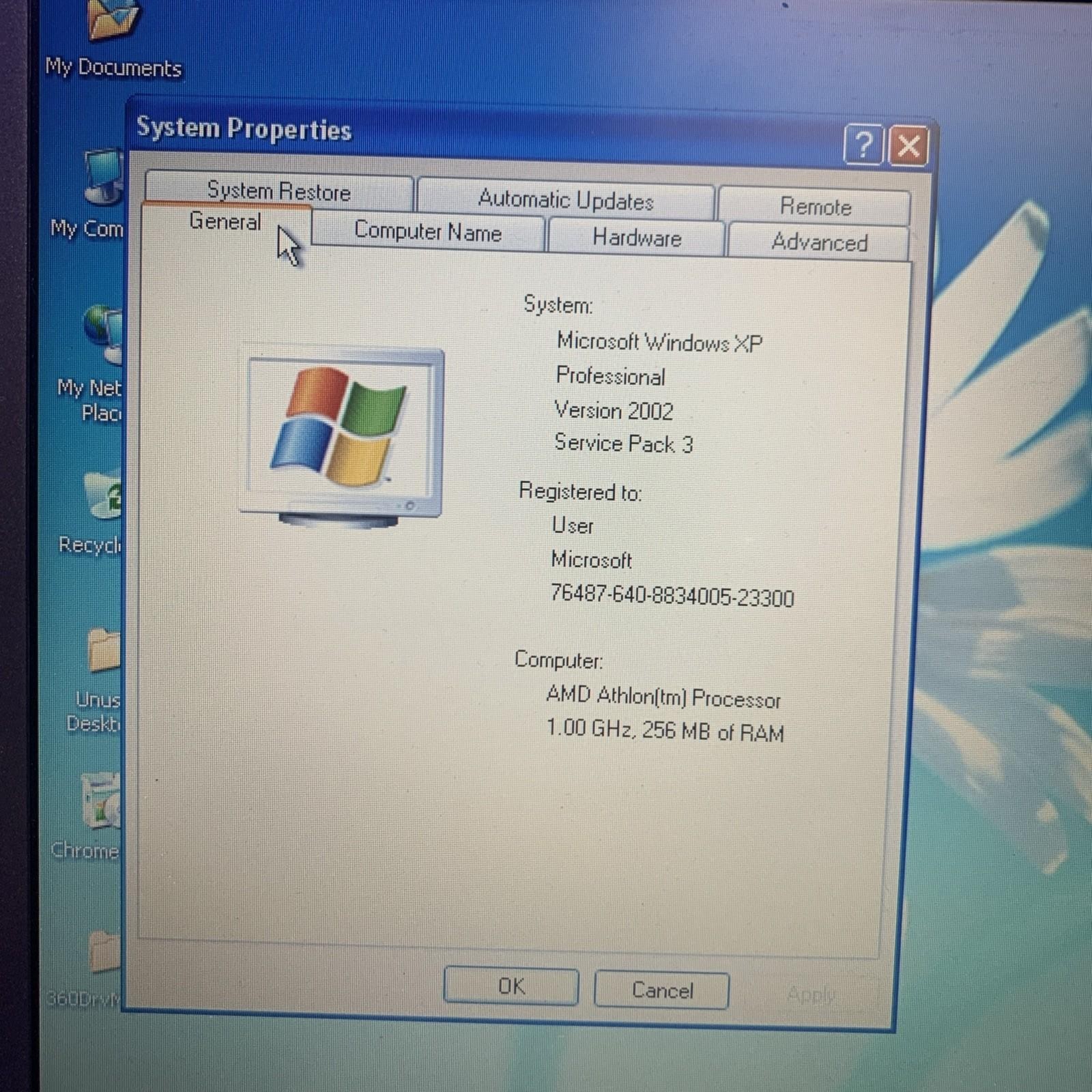 Sony Vaio PCG-9B3L AMD Athlon 4 1000MHz 256MB RAM 20GB HD Windows XP SP3