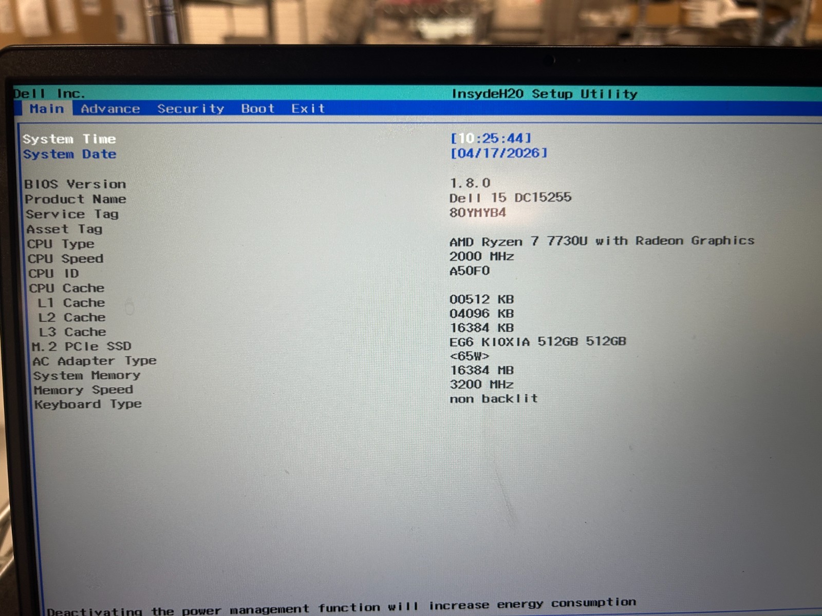 DELL 15 DC15255 G8MK9, AMD Ryzen 7 7730U, 2.00 GHz, 16 GB RAM 512 GB NVMe SSD