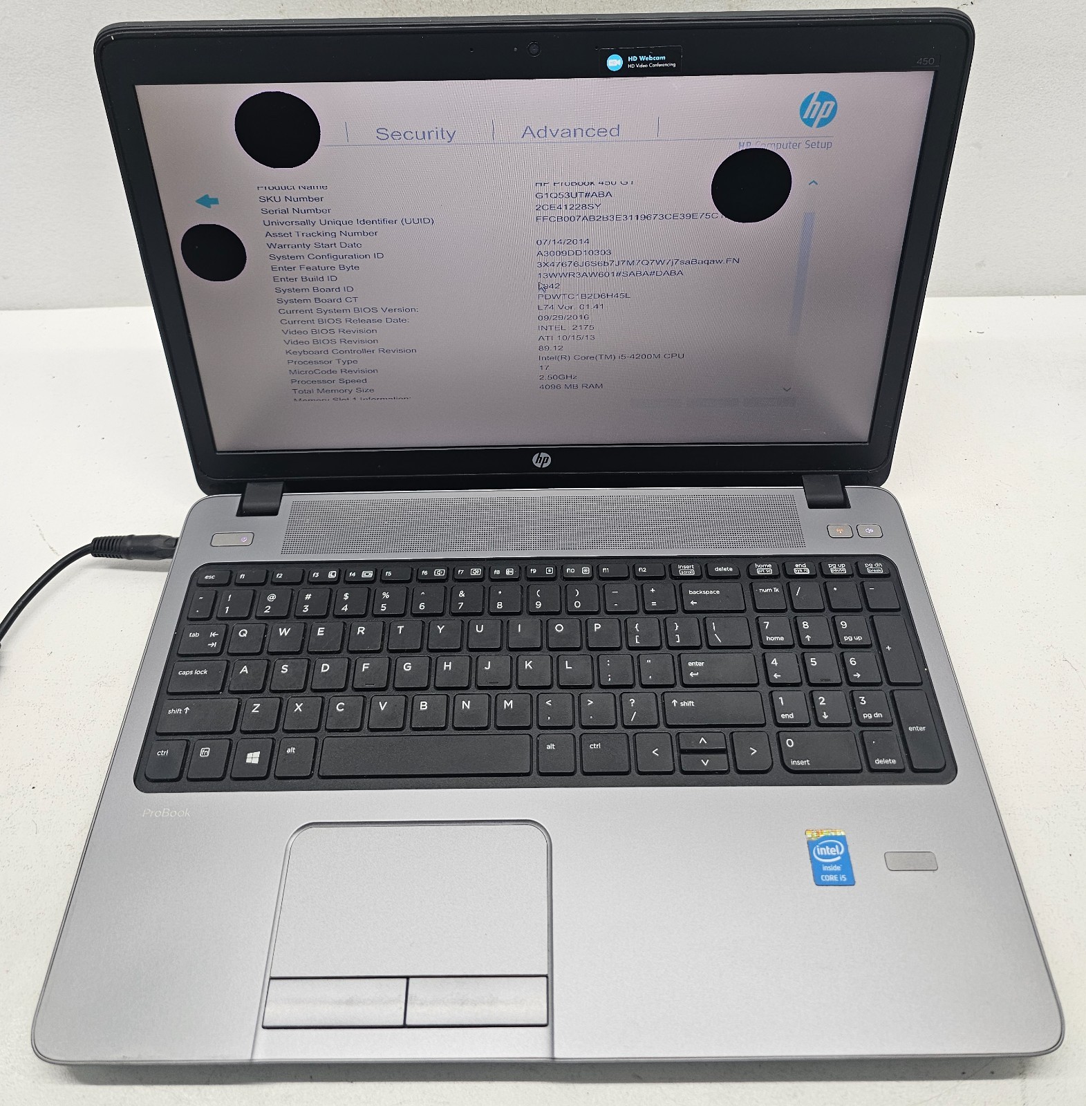 HP ProBook 450 G1 15.6″ Laptop Intel Core i5-4200M 4GB Ram NO HD/OS/BATT (FL)