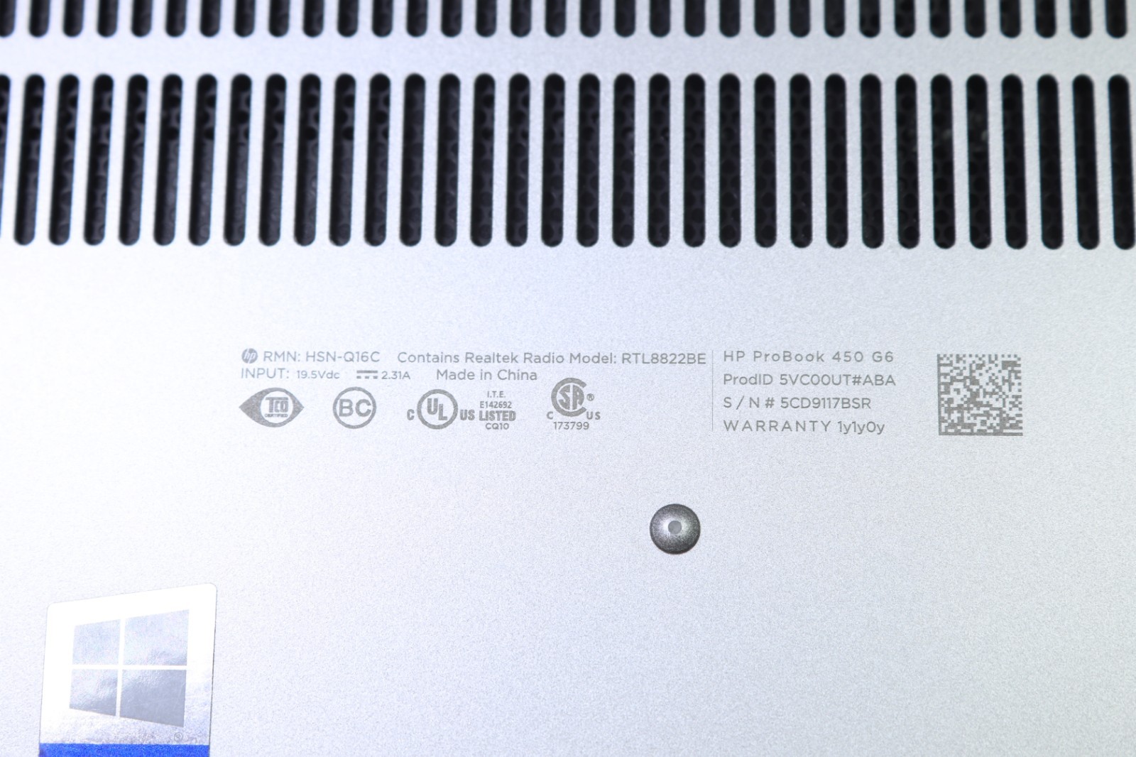 HP ProBook 450 G6, Inte Core i5-8265U CPU 1.60GHz- RAM 8 GB, 256GB NVMe- NO OS