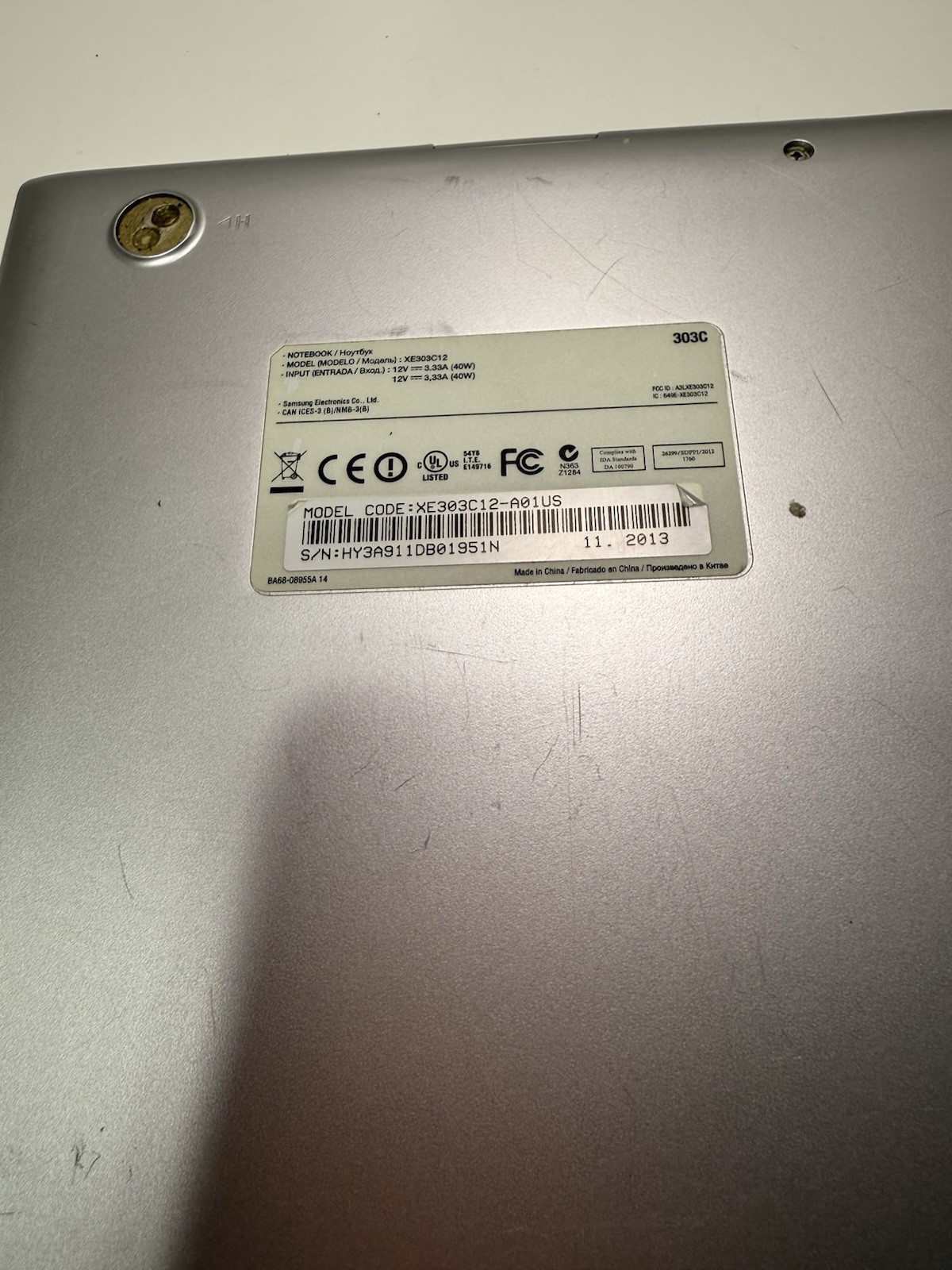 Samsung Chromebook XE303C12 – 11.6″ – For Parts/Repair – No Charger. (A4)