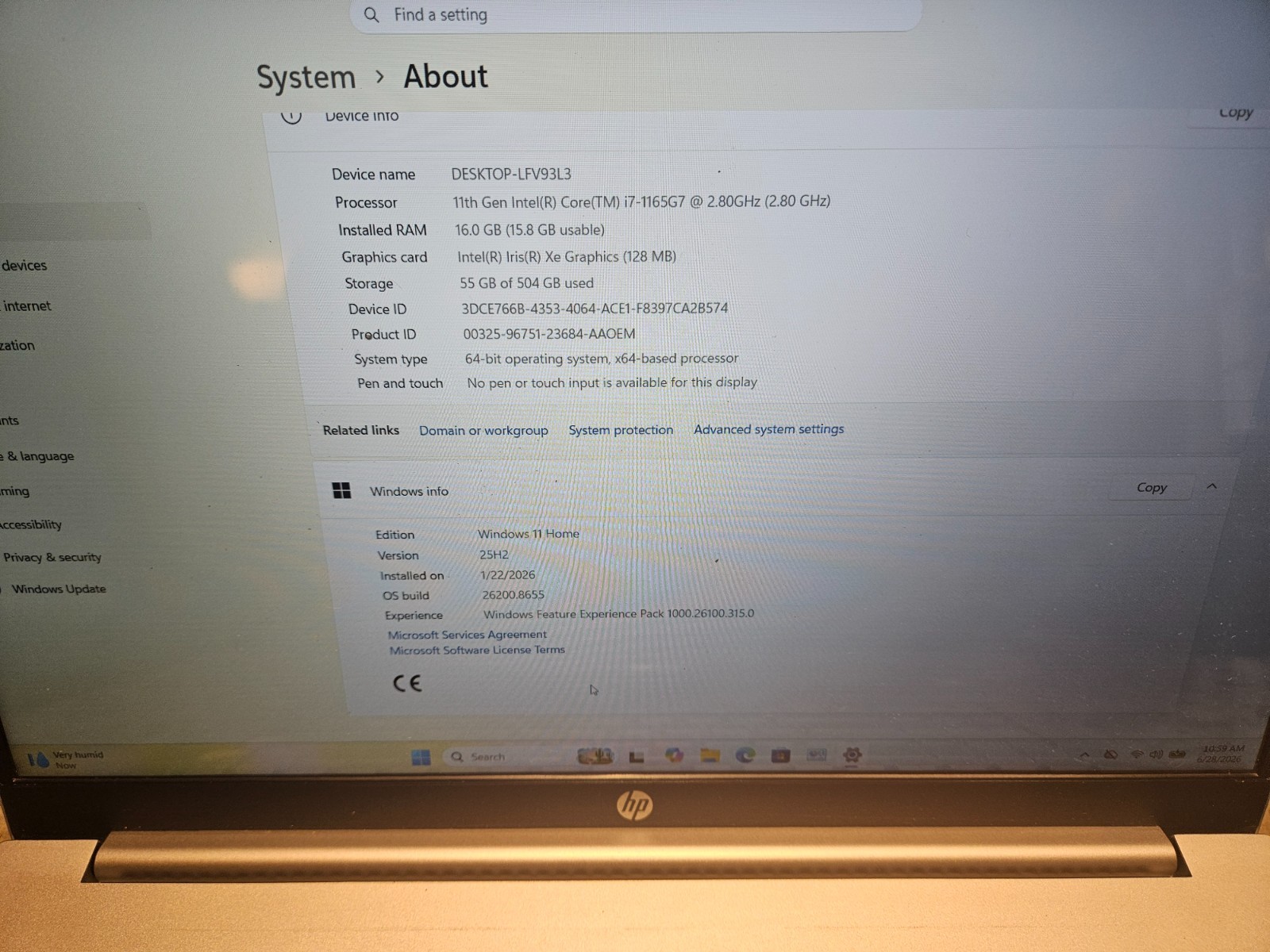HP Pavilion 15-EG0025NR i7-1165G7, 16GB RAM, Optane 512 / 32GB SSD FHD W 11 Pro