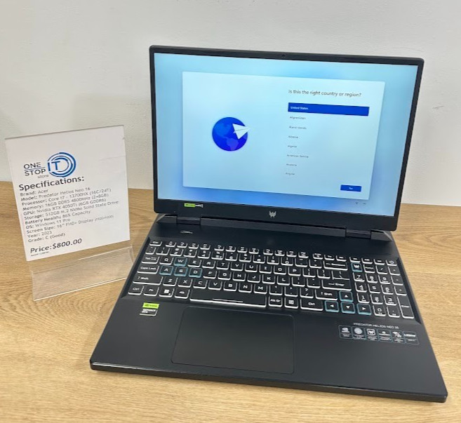 Acer Predator Helios Neo 16, Core i7 13700HX, 16GB DDR5, RTX 4050Ti, 512GB SSD
