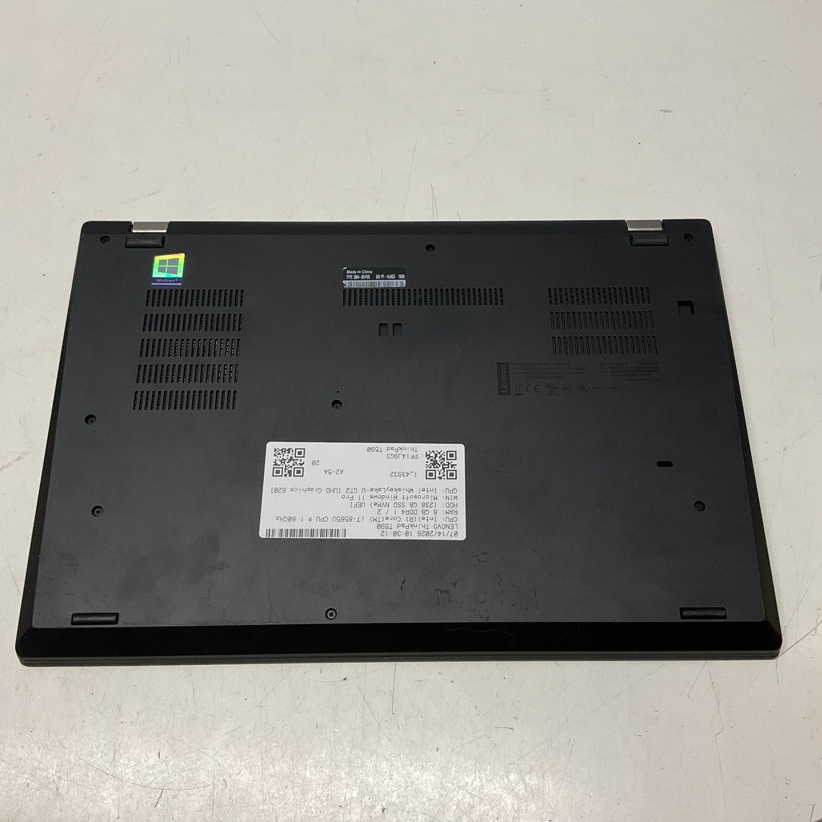 Lenovo ThinkPad T590 i7-8565U 8GB RAM 256GB SSD Windows 11 Pro 15.6″ Laptop