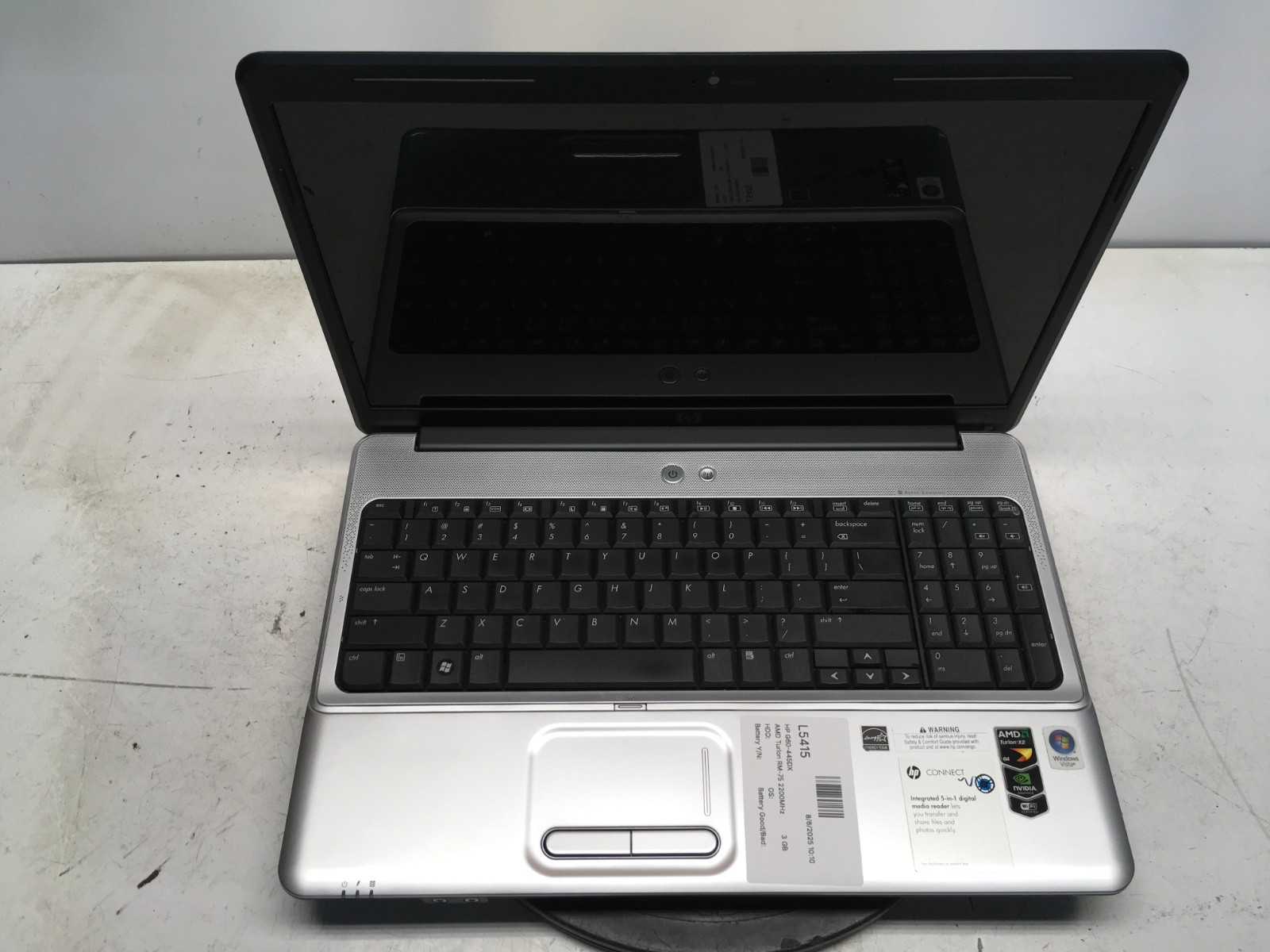 HP G60-445DX AMD Turion RM-75 2200MHz 3 GB NO HDD