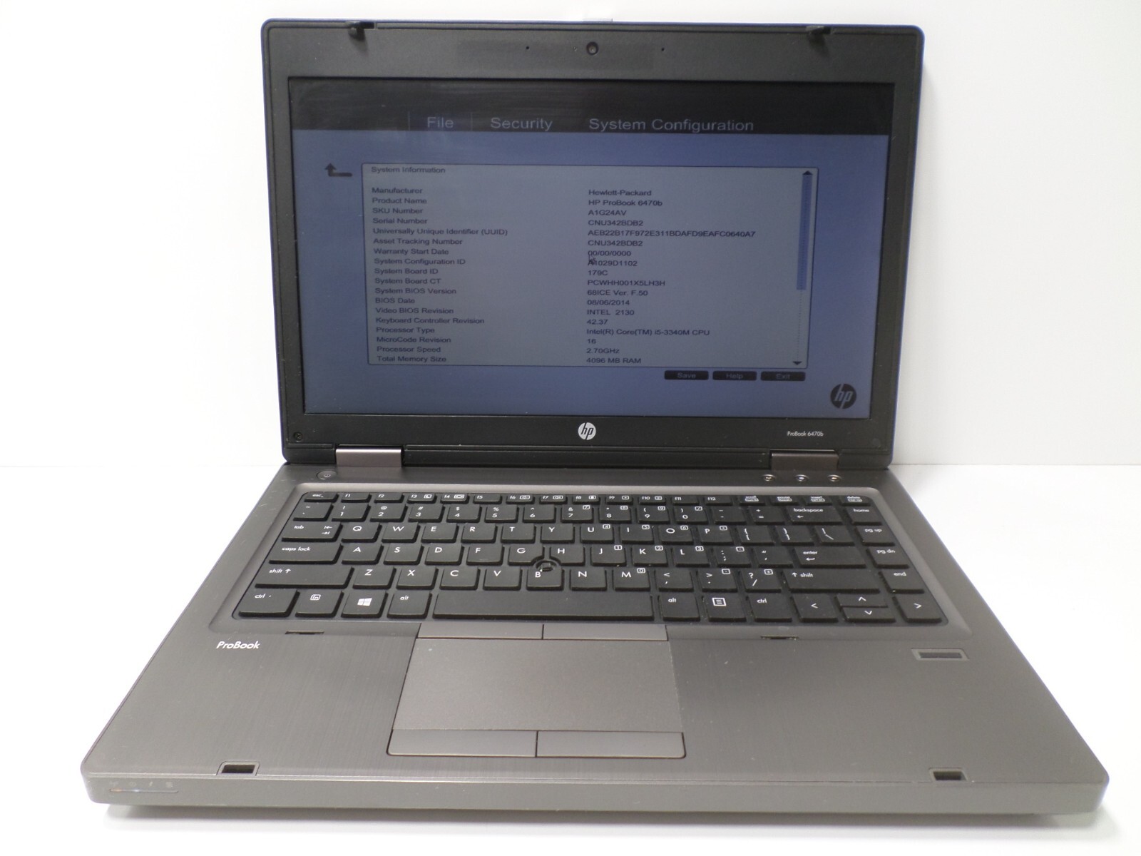 HP ProBook 6470b i5-3340m@ 2.70Ghz, 4 GB, 500 GB, No OS