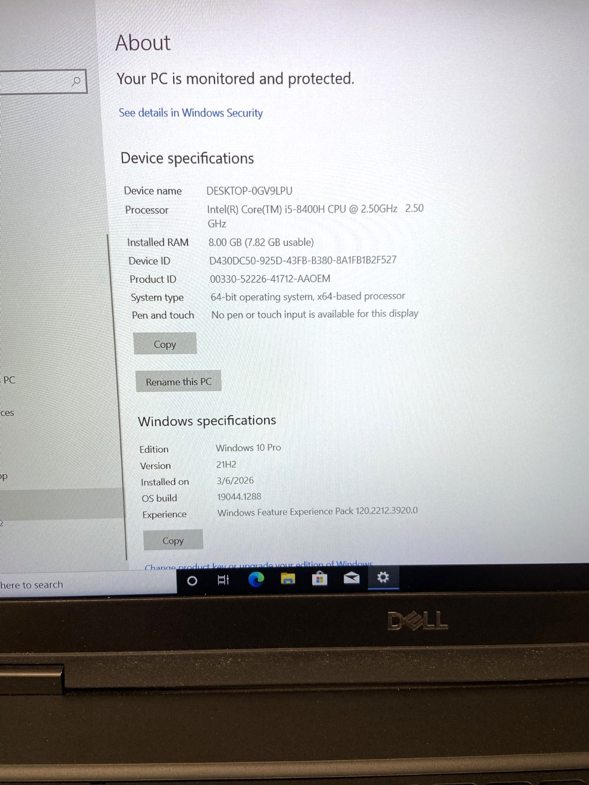 Dell 3530 Laptop 15.6″ Display Intel Core i5 8th Gen. 500GB HD – 8GB RAM