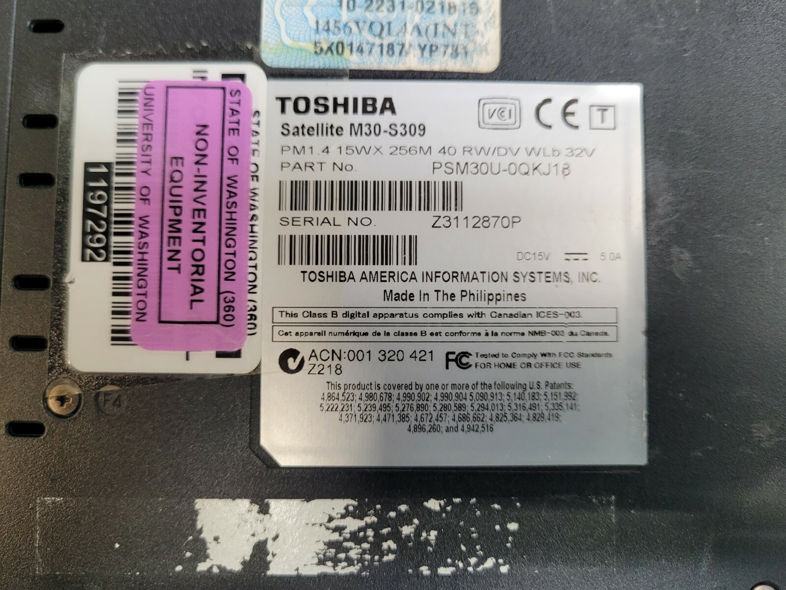 SET OF 6 TOSHIBA SATELLITES M30-S309 U400 A305-S6857 M115-S1064 M45 M205 NO HDD