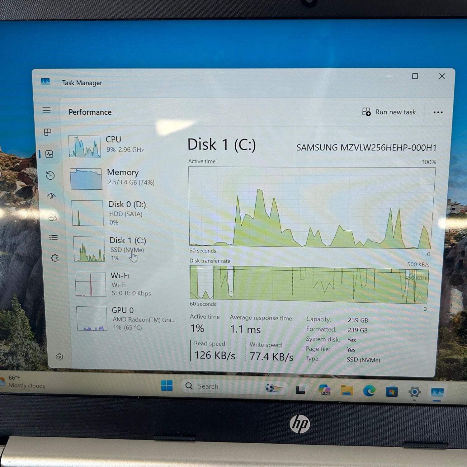 HP Laptop 14-DK1035WM 14″ Ryzen 3 3250U 2.6GHz 4GB RAM 256GB SSD 1TB HDD