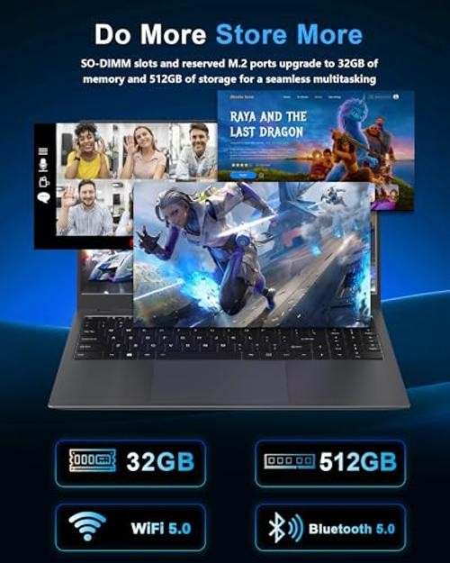 Laptop 32GB RAM 512GB SSD, 15.6 Inch Laptop Computer with FHD IPS Screen,