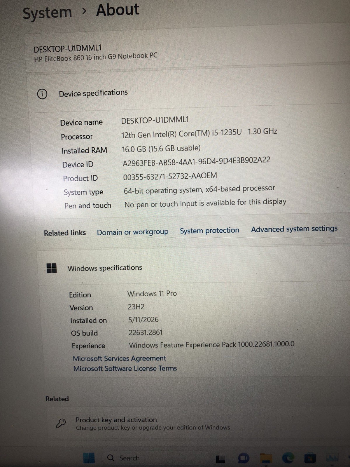 HP EliteBook 860 G9 i5-1235U 16GB 500GB SSD 16” FHD Windows 11 Pro Laptop