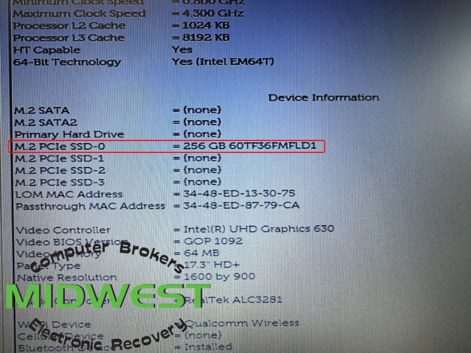 Dell Precision 7740 i5-9400H 2.5GHz 16GB 256GB SSD