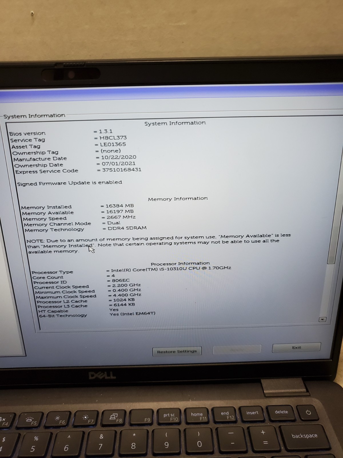 Dell Latitude 7410 14″ Laptop i5-10310U 1.7GHz 16GB RAM 256GB SSD Win11 #69