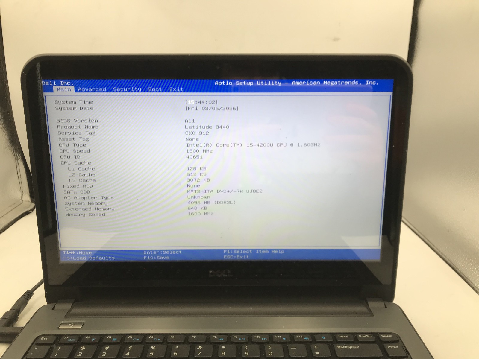 DELL LATITUDE 3440 – BOOTS TO BIOS – INTEL I5 4200U – NO RAM – READ DESCRIP -BB