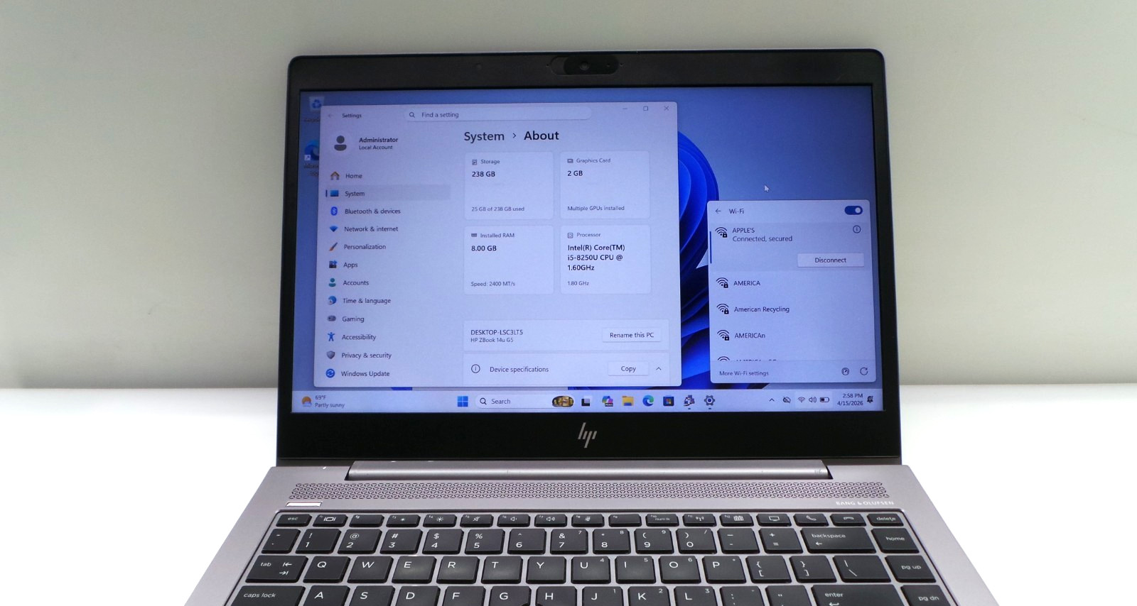 HP ZBook 14u G5 | 14″ | i5-8265U 1.60GHz | 8GB RAM 256GB NVMe | WIN 11 PRO