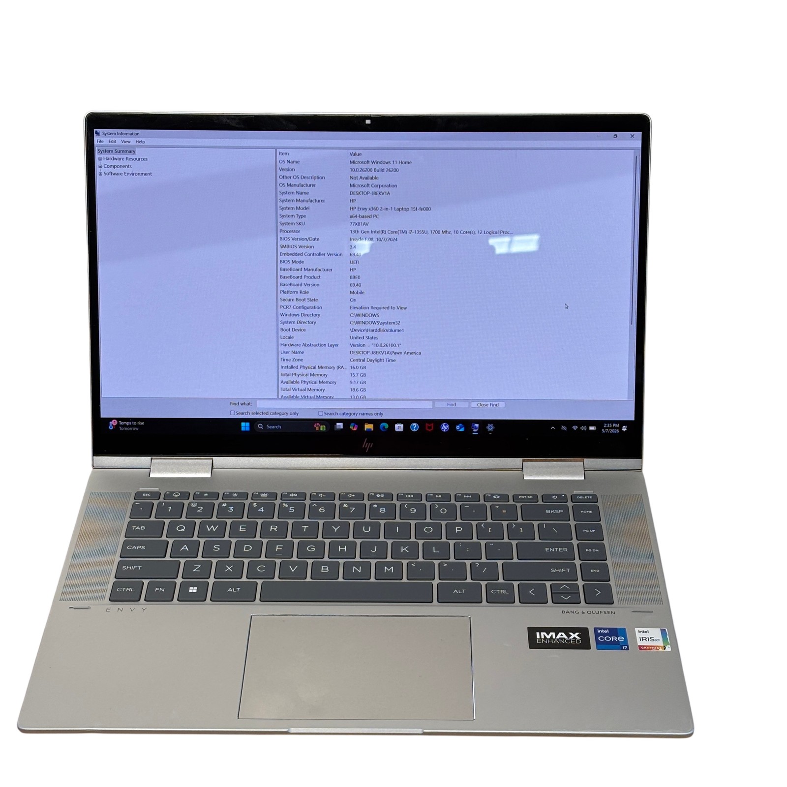 HP ENVY x360 15t-fe000 13 Gen Intel Core i7-1355U 1.7GHz 16GB RAM 1TB SSD 15.6″
