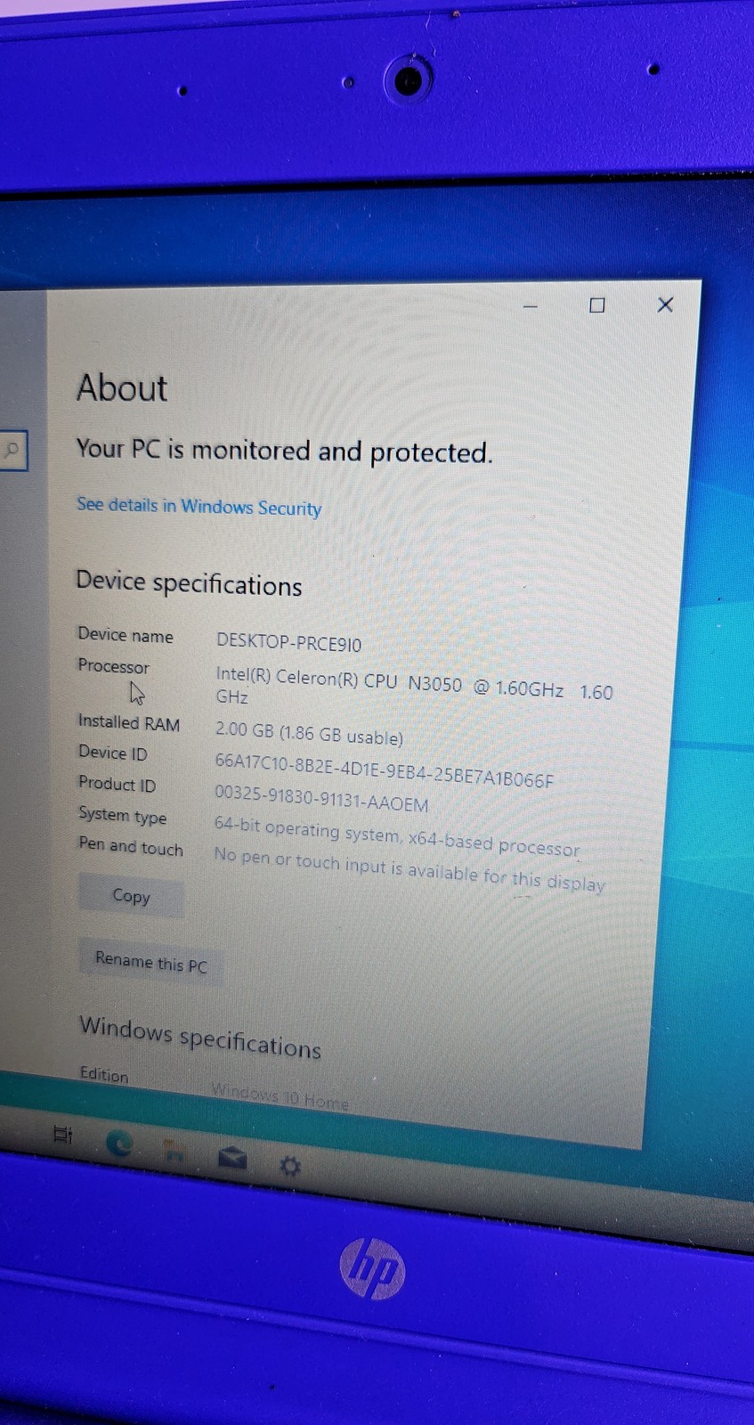 HP Stream 11-f015wm 11.6″ Laptop Celeron N3050 2GB RAM Windows 10 Blue w/
