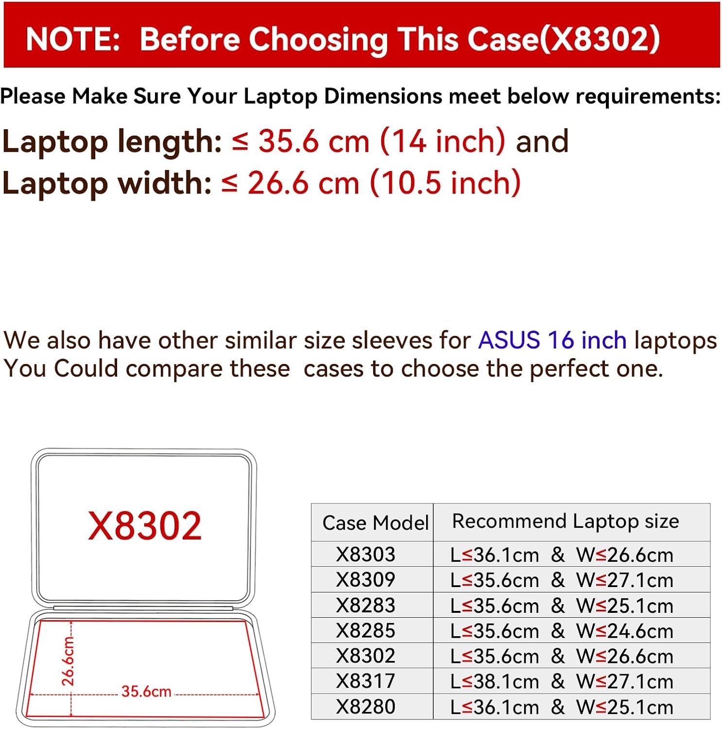 Hard EVA Protective Sleeve for 16 inch ASUS TUF Gaming F16 2025, ROG Strix G16 2