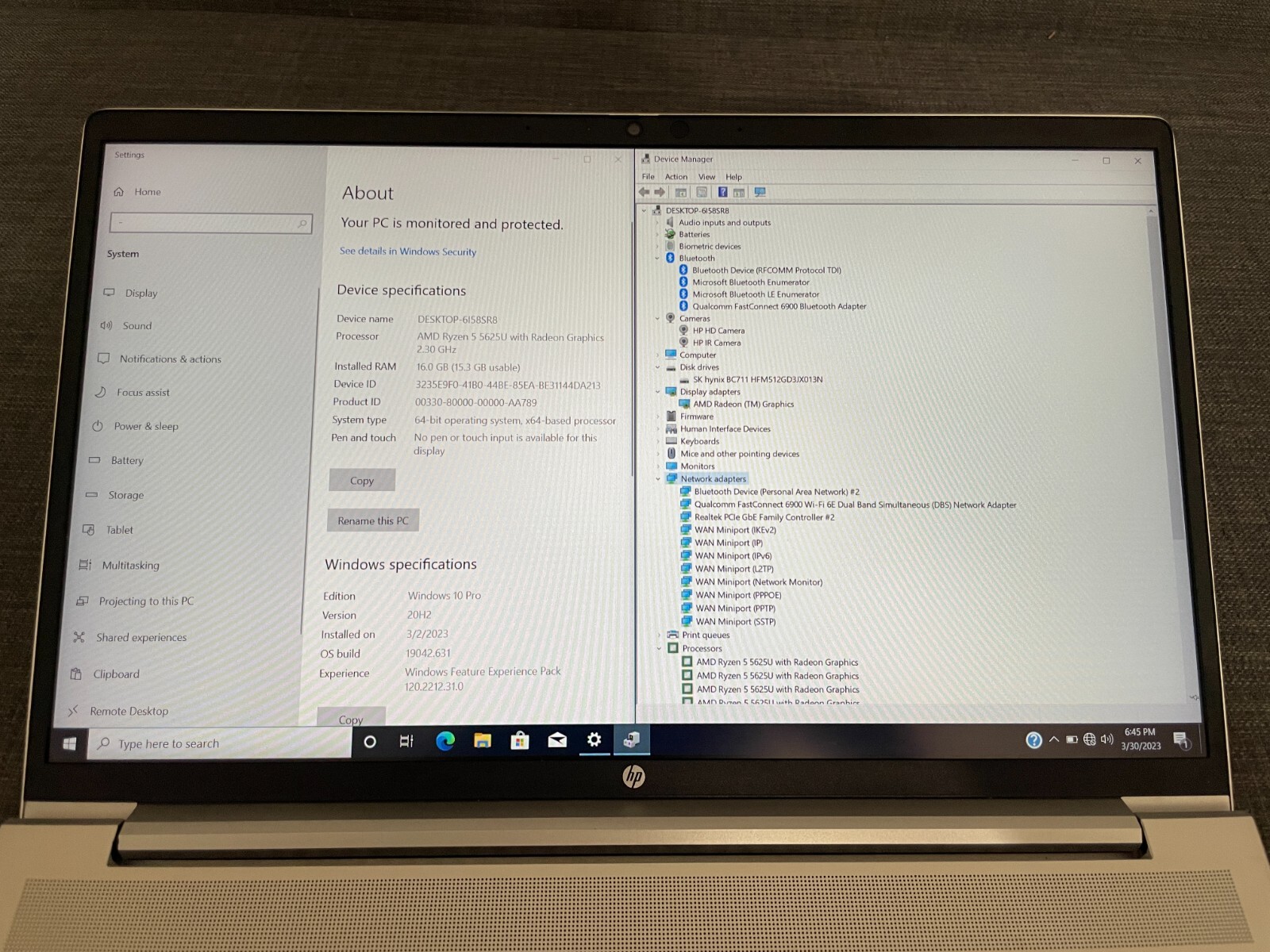 Used HP ProBook 455 G9 AMD Ryzen 5 5625U 16/512GB 15.6″ Win10 Laptop Notebook PC