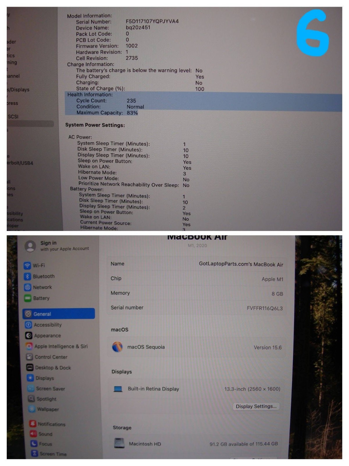 Apple MacBook Air A2337 13.3″ M1 (2020) 8CPU/7GPU 8GB 128GB MGN63LL/A +Charger