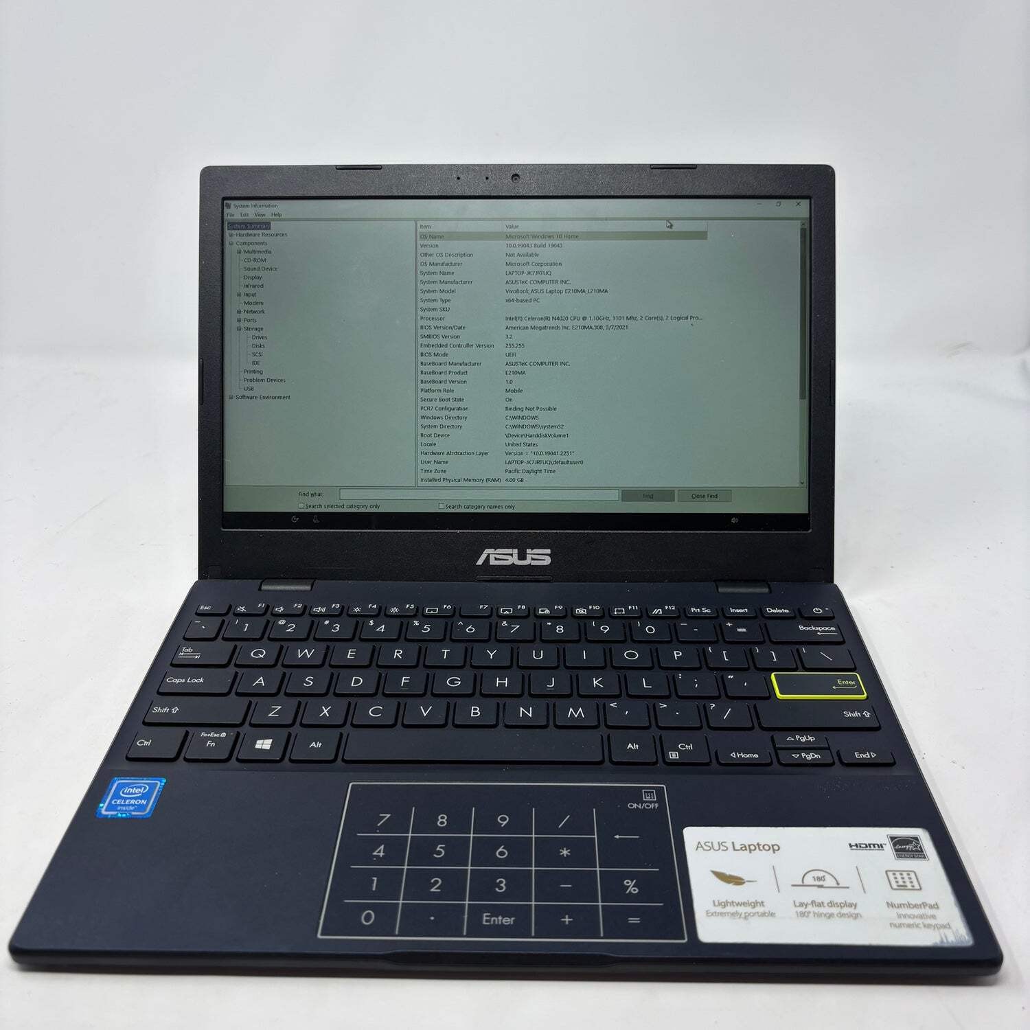 ASUS Vivobook 14″ Celeron N4020 1.1GHz 4GB RAM 62gb SSD