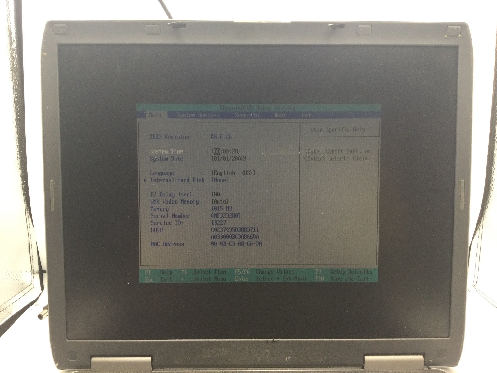 HP COMPAQ PRESARIO 2500 – BOOTS TO BIOS – INTEL CELERON – 256MB RAM – READ – BB
