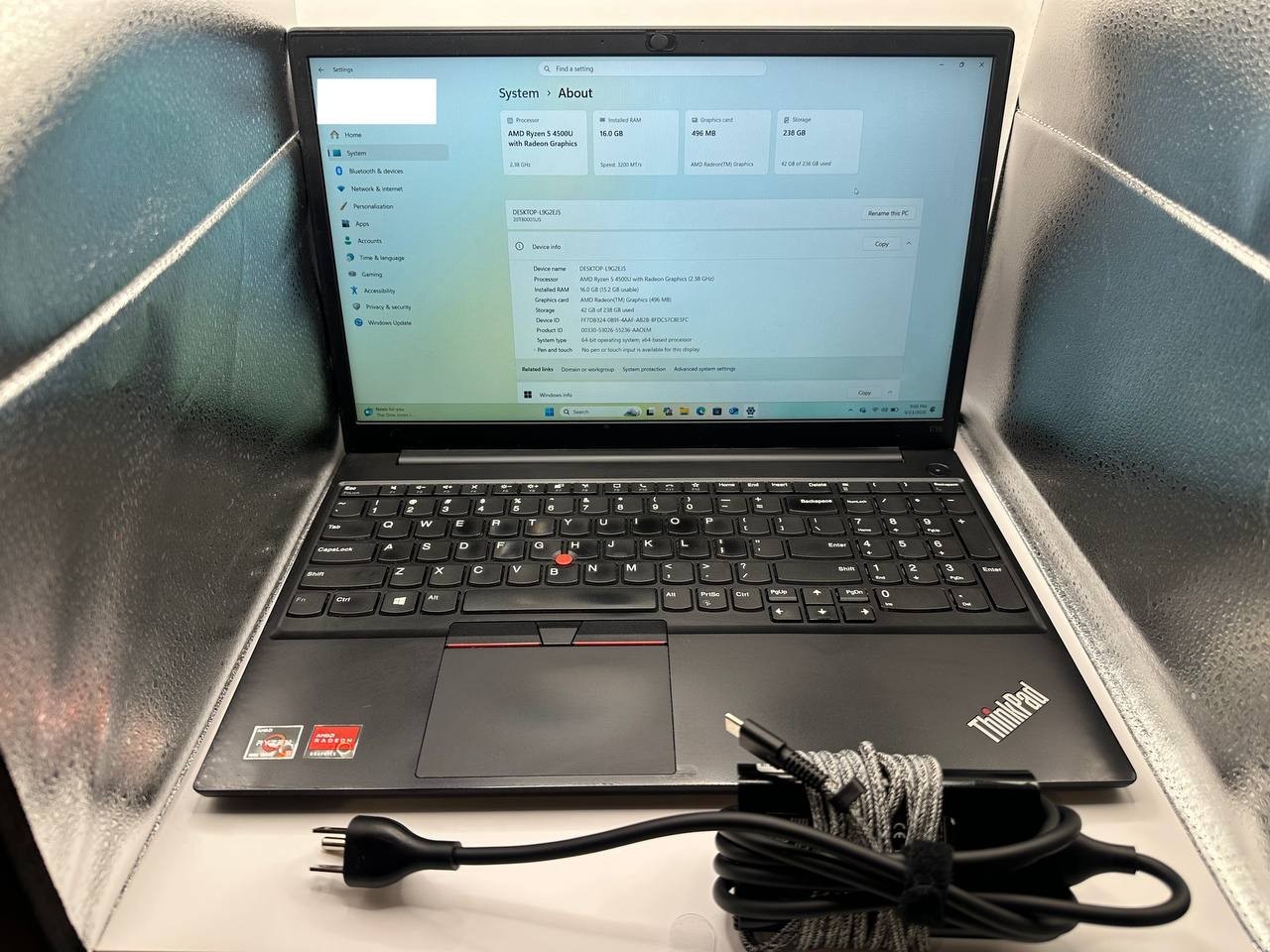 Lenovo ThinkPad E15 Gen 2 – AMD Ryzen 5 / 16GB RAM/ 256GB SSD – Black **GOOD**