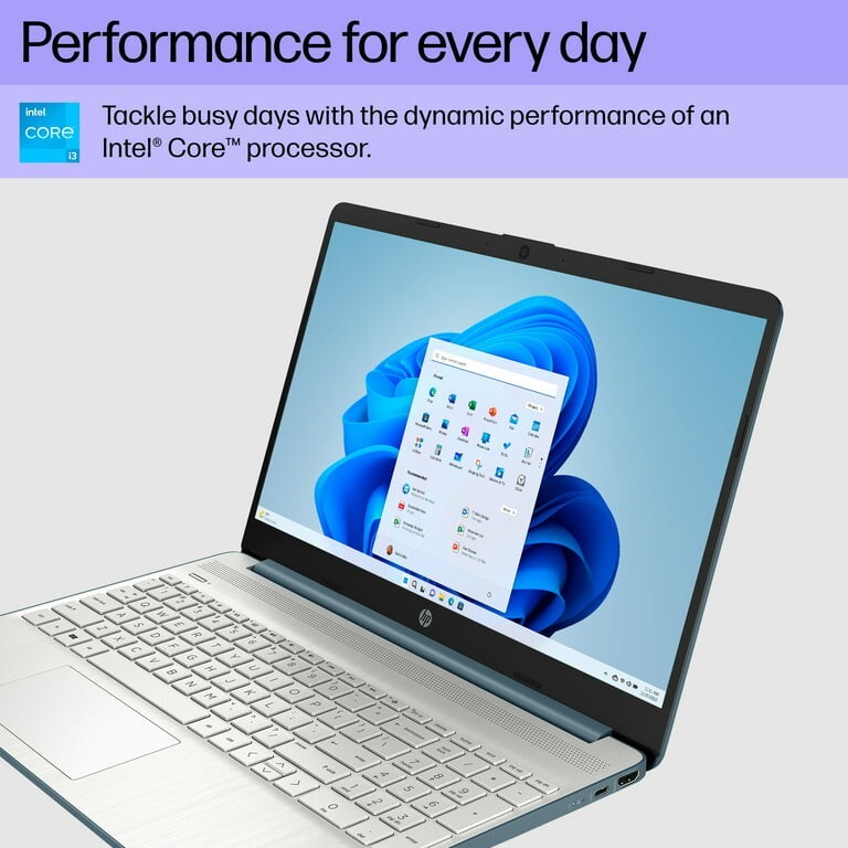 HP 15.6″ Laptop, Intel Core i3-1115G4, 8GB RAM, 256GB SSD, Spruce Blue, Windows