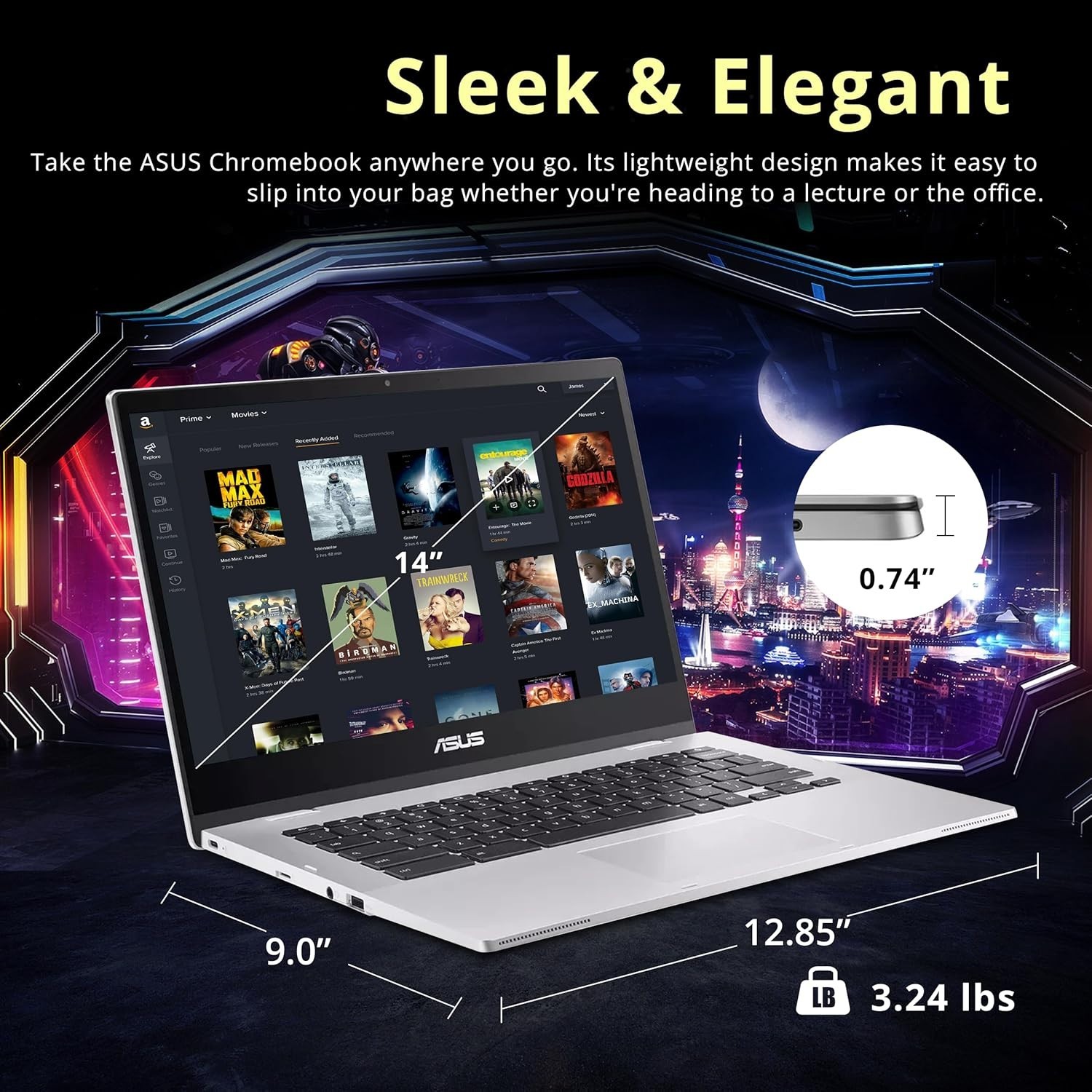 Lightweight 14″ Chromebook CX1 – FHD Anti-Glare, WiFi 6, 4GB RAM, 224GB Storage
