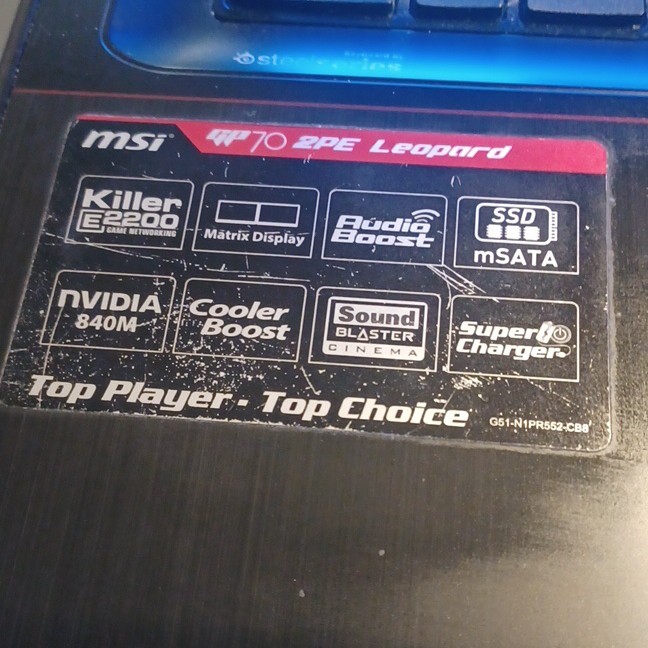 MSI GP70 2PE Leopard 17.3″ i7-4710HQ, 120GB M.2 + 500GB SSD 840M GPU W/ Win10